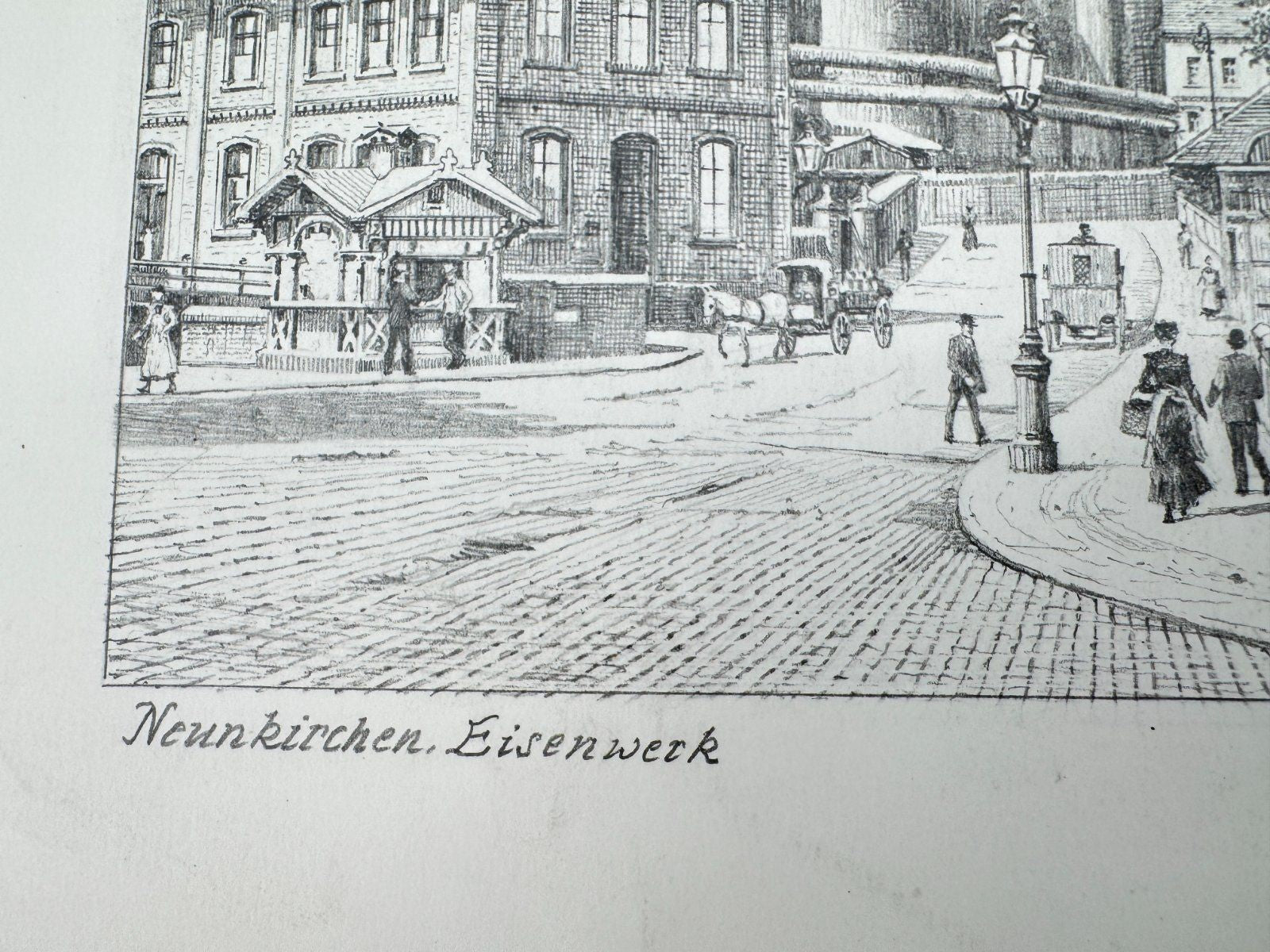 * HEINZ WEHLISCH ZEICHNUNG NEUNKIRCHEN EISENWERK ANSICHT SIGNIERT
