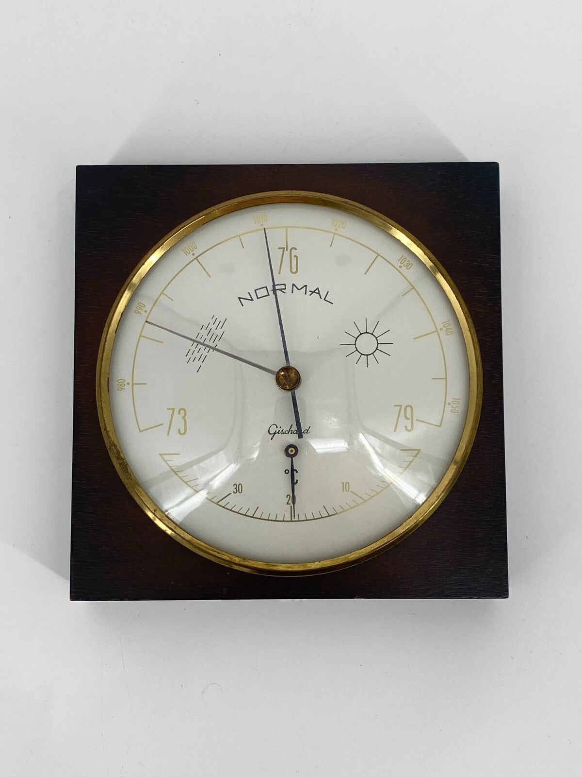 * WETTERSTATION GISCHARD BAROMETER THERMOMETER HOLZ VINTAGE