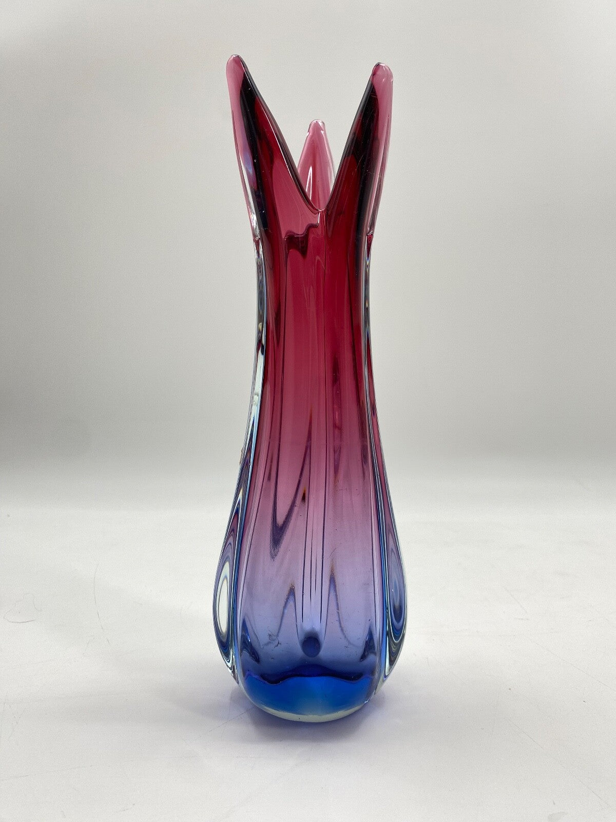 * MURANO GLAS VASE ITALIEN MID CENTURY SOMMERSO LILA ROSA MAGENTA