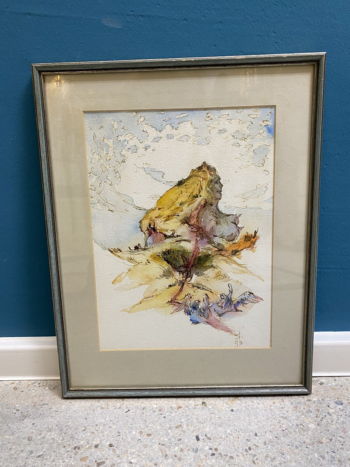 AQUARELL x 4 PETER SCHMIDT SCHÖNBERG BERGE SINFONIE ENGEL AKT BERLINER KUNST