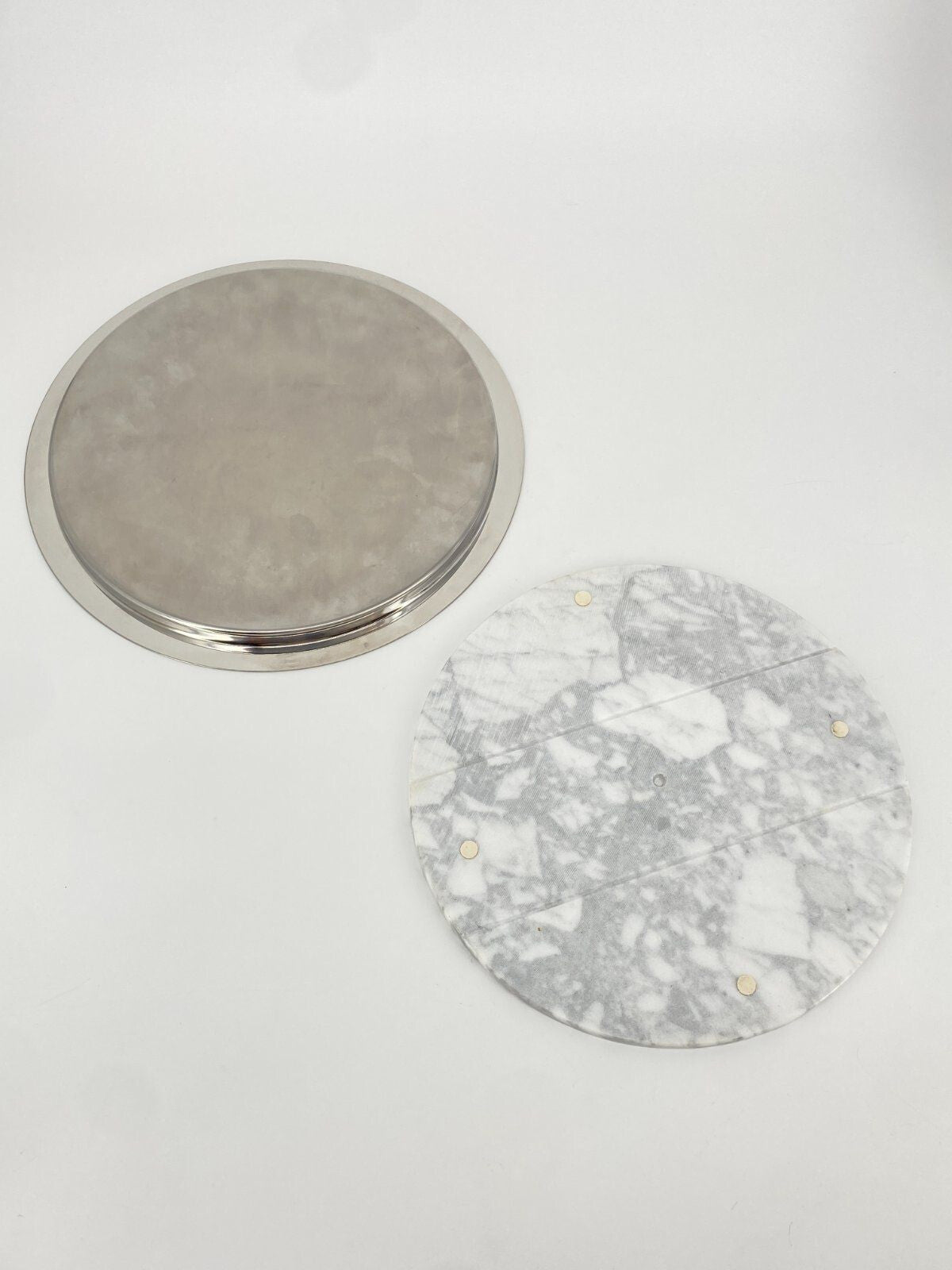 * MEPRA MARMOR EDELSTAHL TABLETT PLATTE RUND CHROM ITALY DESIGN