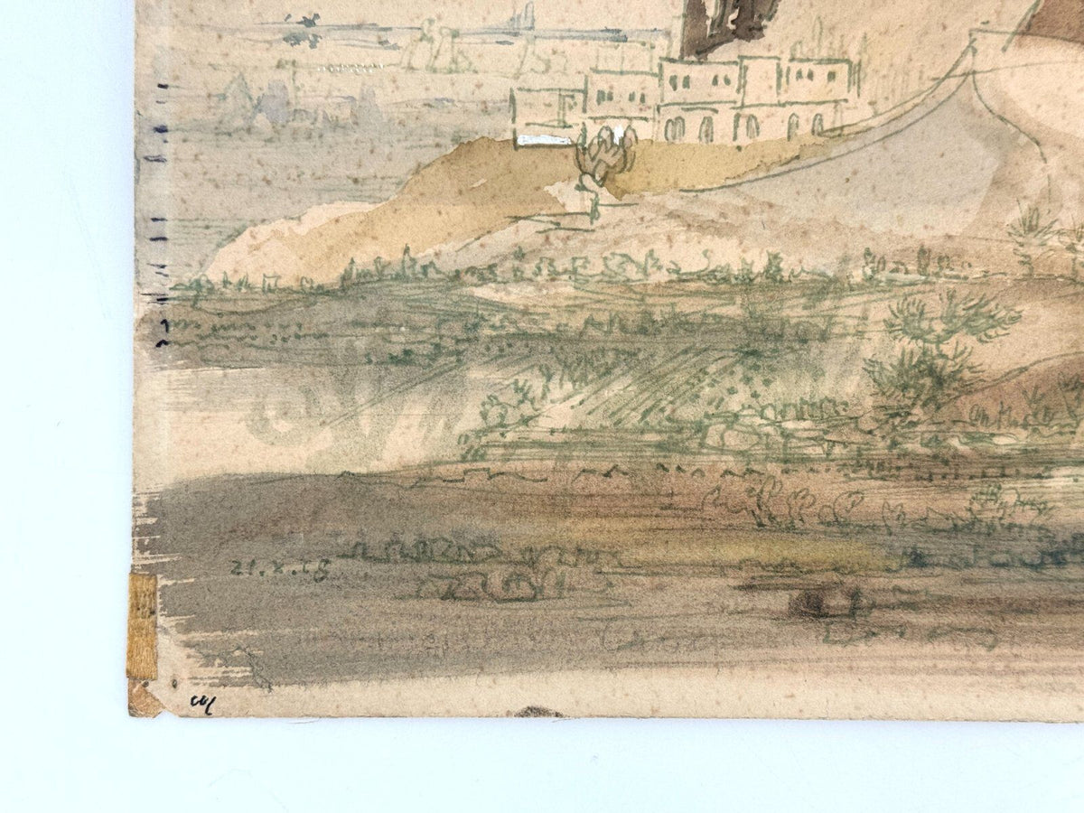 * GEMÄLDE AQUARELL LANDSCHAFT ITALIEN 1968 SIGNIERT UNIKAT