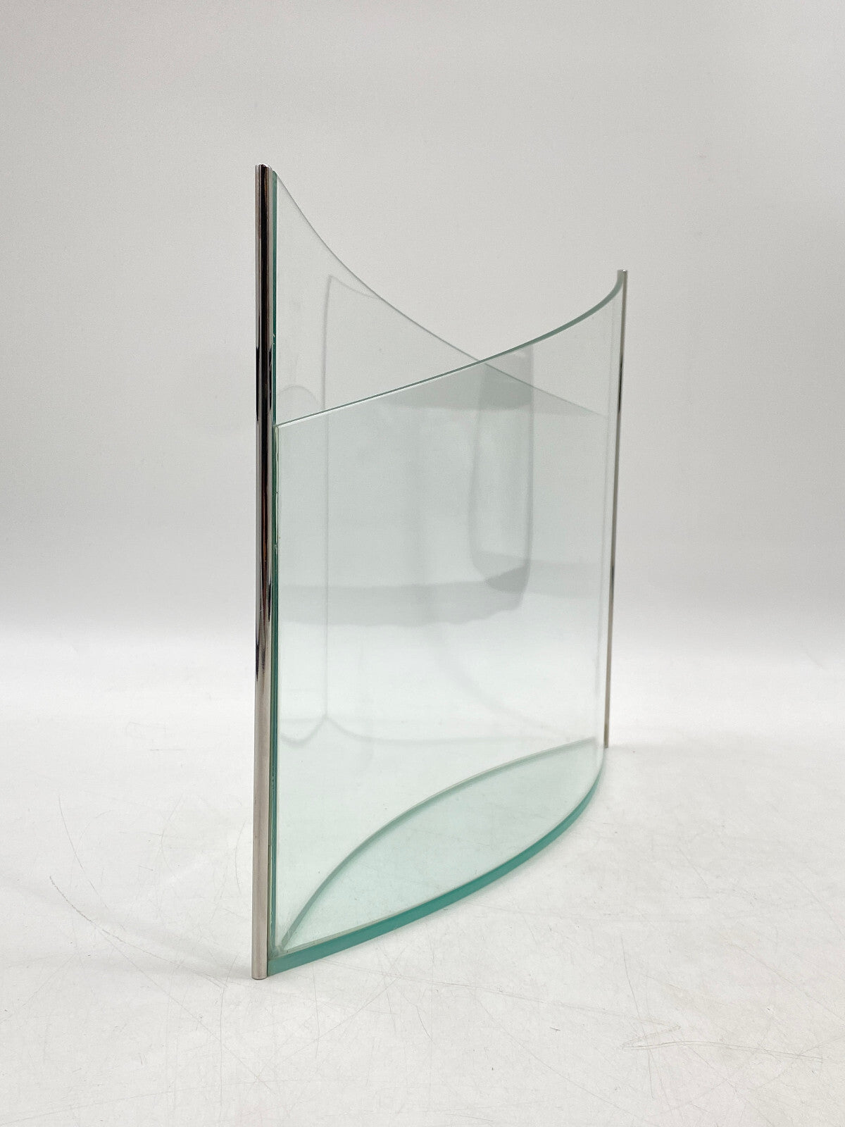 * KUNSTVOLLE VASE GLAS GLASVASE EDELSTAHL MID CENTURY DESIGN