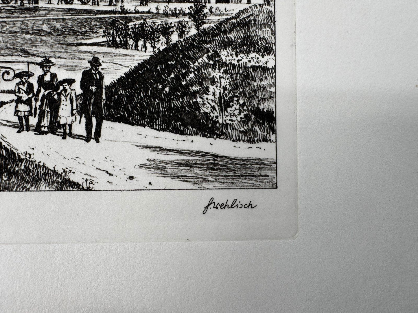 * HEINZ WEHLISCH ORIGINAL RADIERUNG CUXHAVEN BAHNHOF UM 1904 ANS