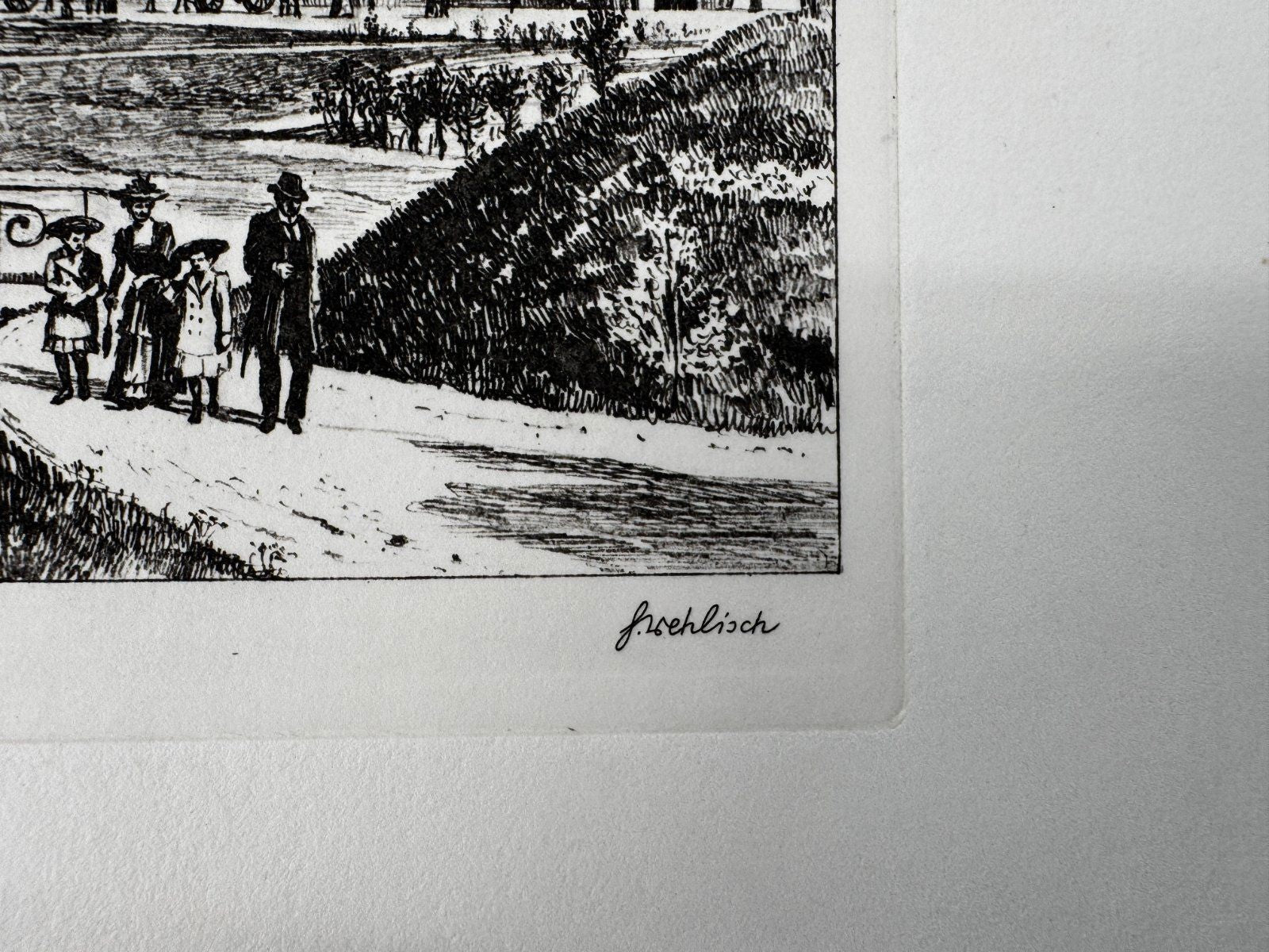 * HEINZ WEHLISCH ORIGINAL RADIERUNG CUXHAVEN BAHNHOF UM 1904 ANS