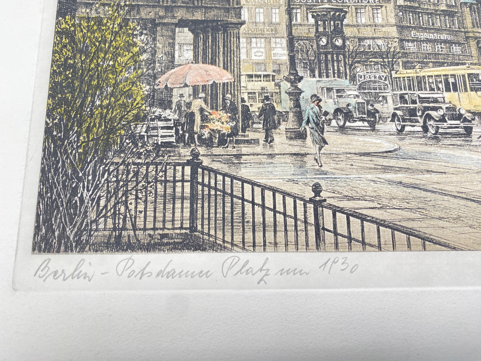HEINZ WEHLISCH BERLIN POTSDAMER PLATZ 1930 ORIGINAL RADIERUNG KOLORIERT SIGNIERT
