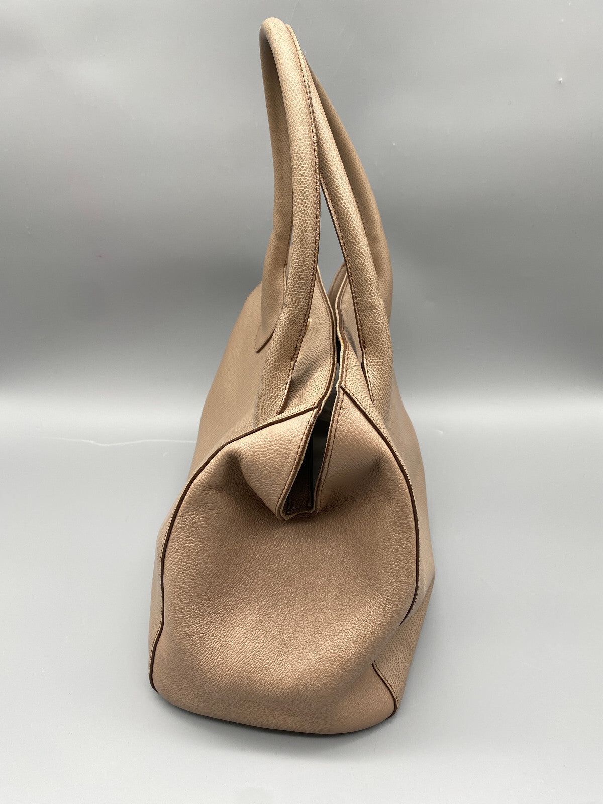 FURLA HANDTASCHE SHOPPER TASCHE BEIGE BRAUN LEDER MADE IN ITALY VINTAGE