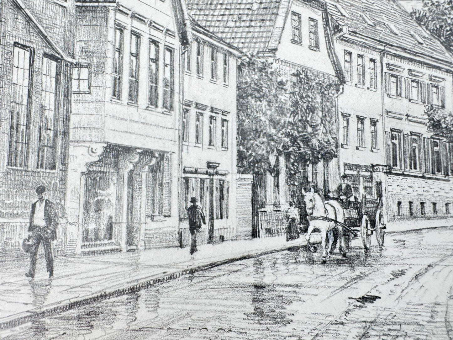 * HEINZ WEHLISCH ZEICHNUNG LIPPSTADT JUDENSTRAßE ANSICHT SIGNIERT