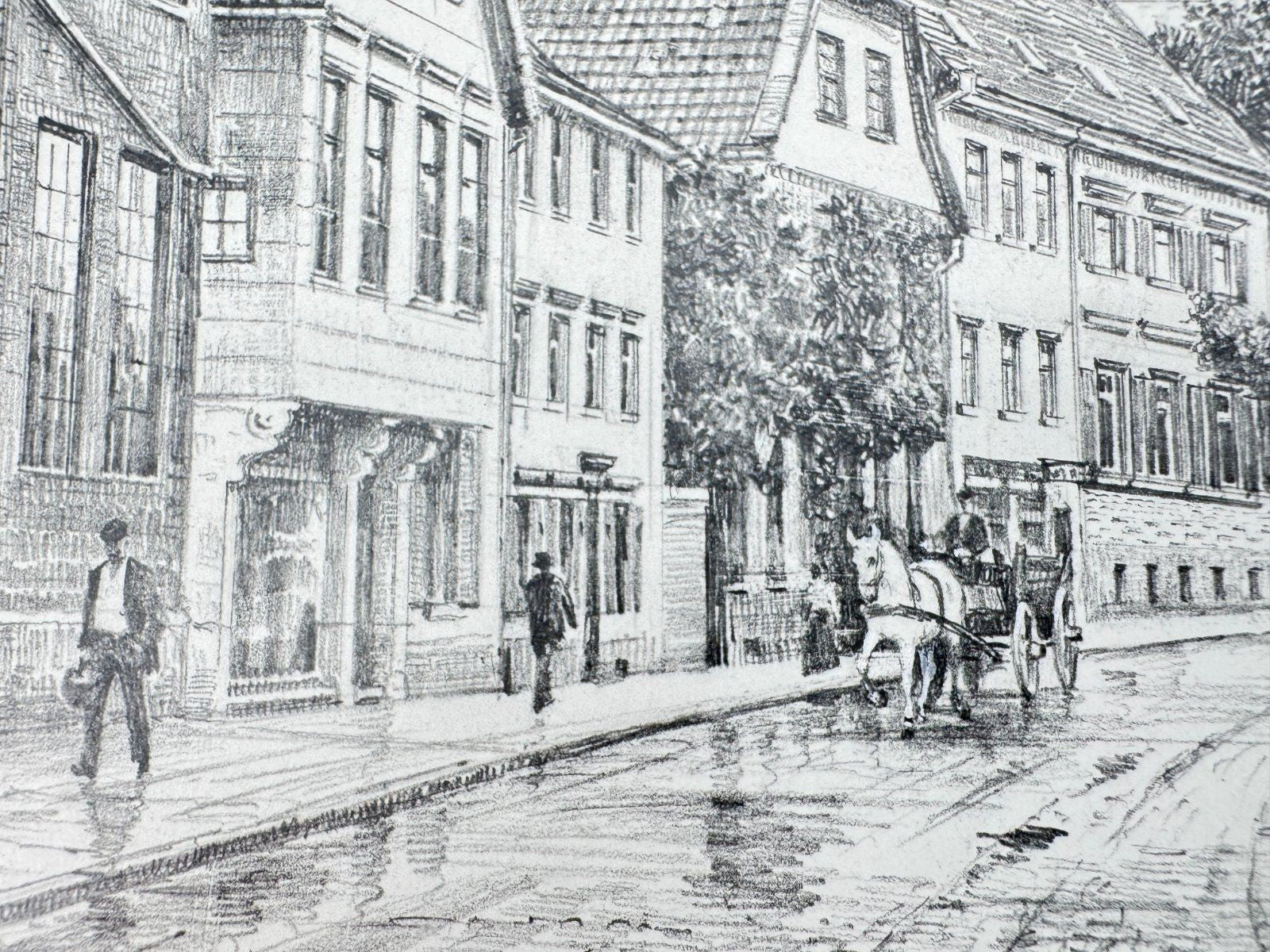 * HEINZ WEHLISCH ZEICHNUNG LIPPSTADT JUDENSTRAßE ANSICHT SIGNIERT
