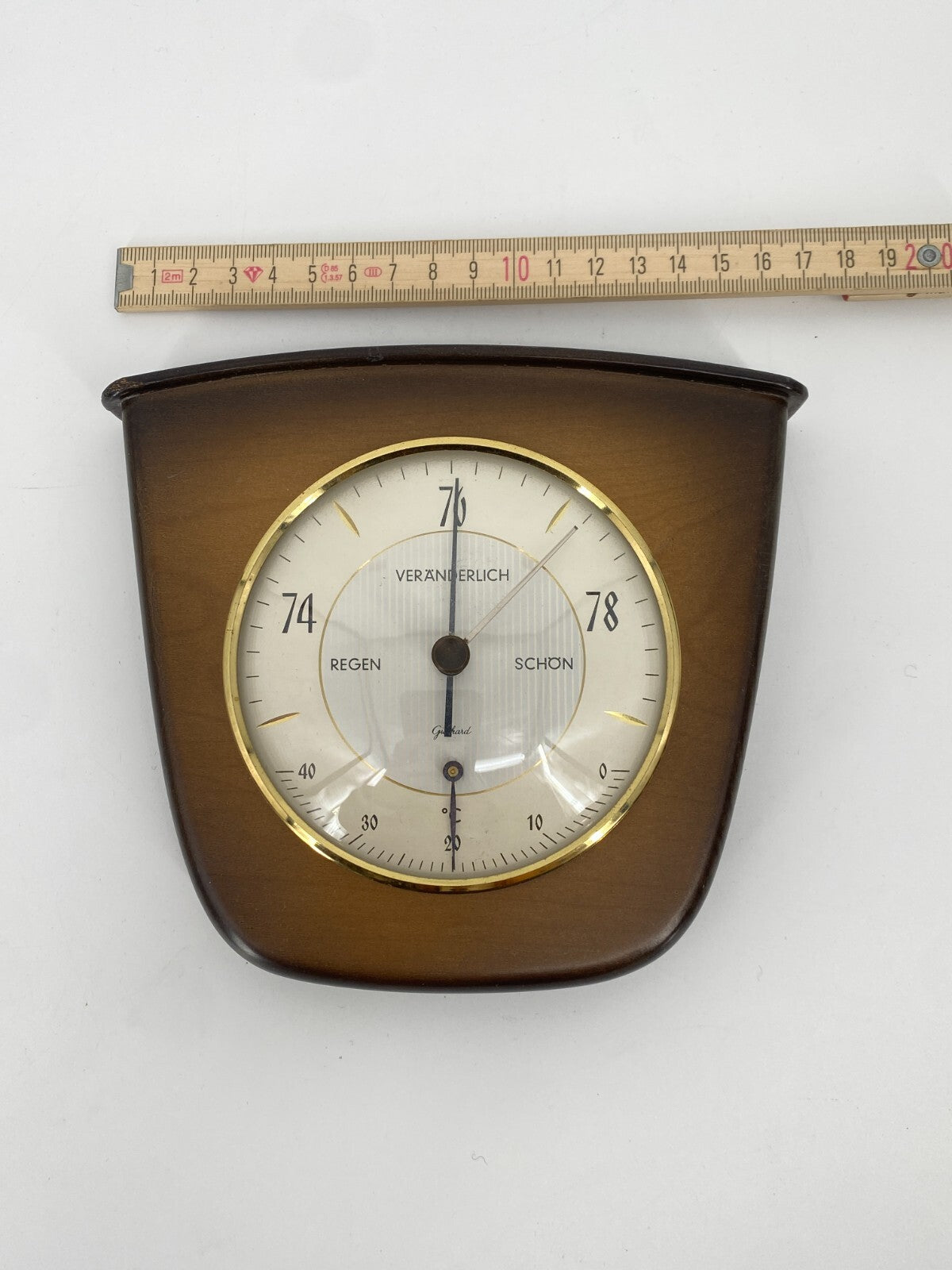 * WETTERSTATION 662 GISCHARD BAROMETER THERMOMETER HOLZ VINTAGE