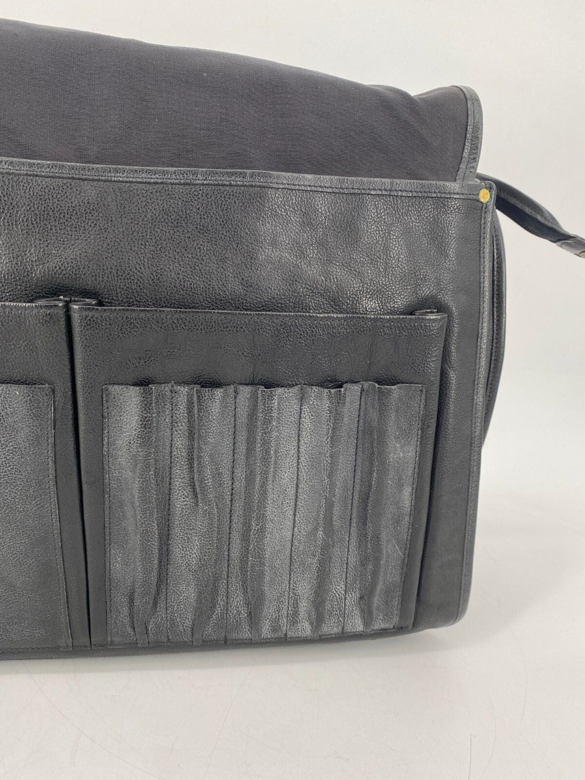 * VINTAGE IL BISONTE ECHT LEDER TASCHE SCHWARZ ITALY DESIGN