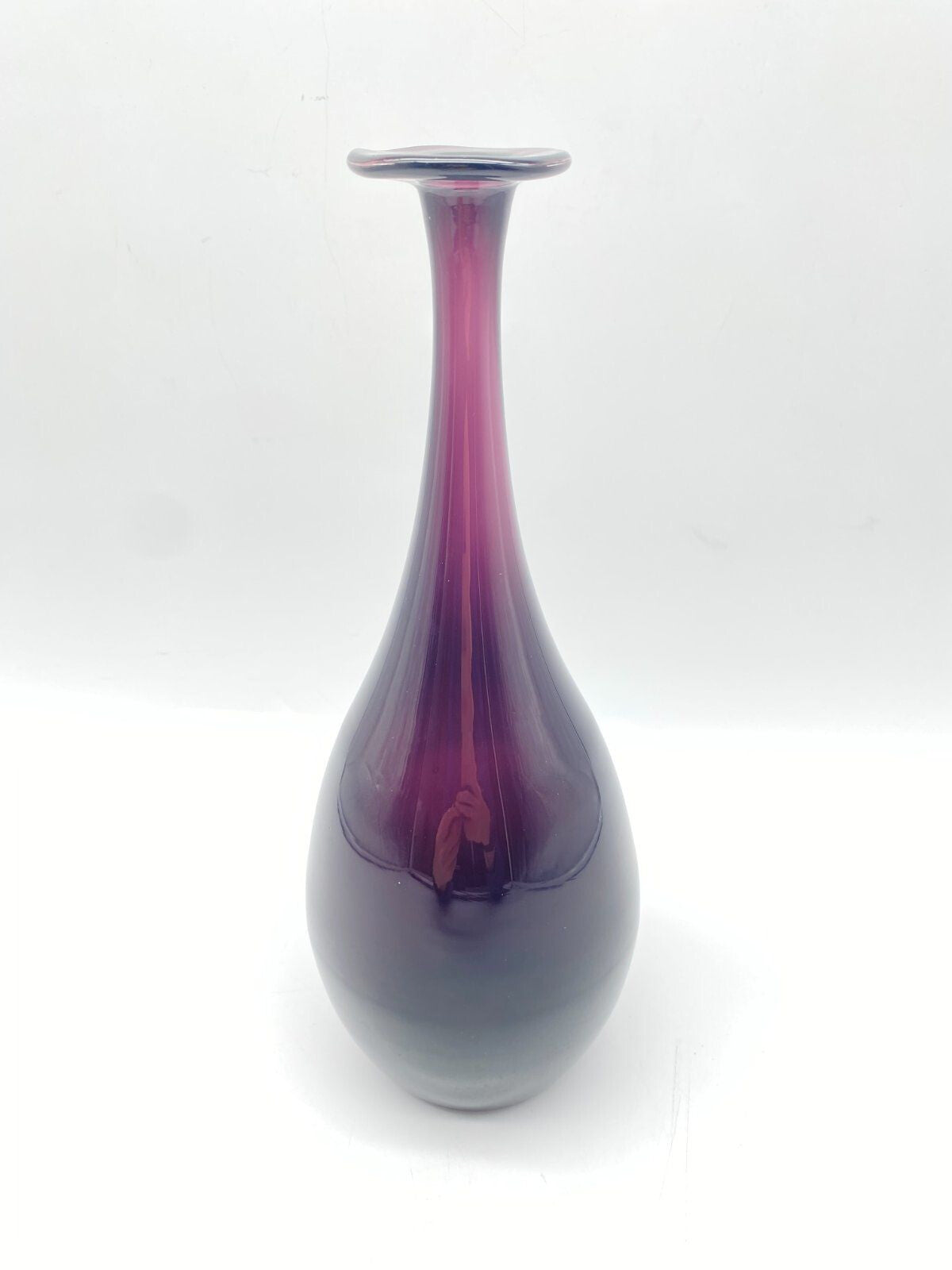 MID CENTURY KUNSTGLAS VASE VIOLETT MUNDGEBLASEN ITALIEN 70ER VINTAGE