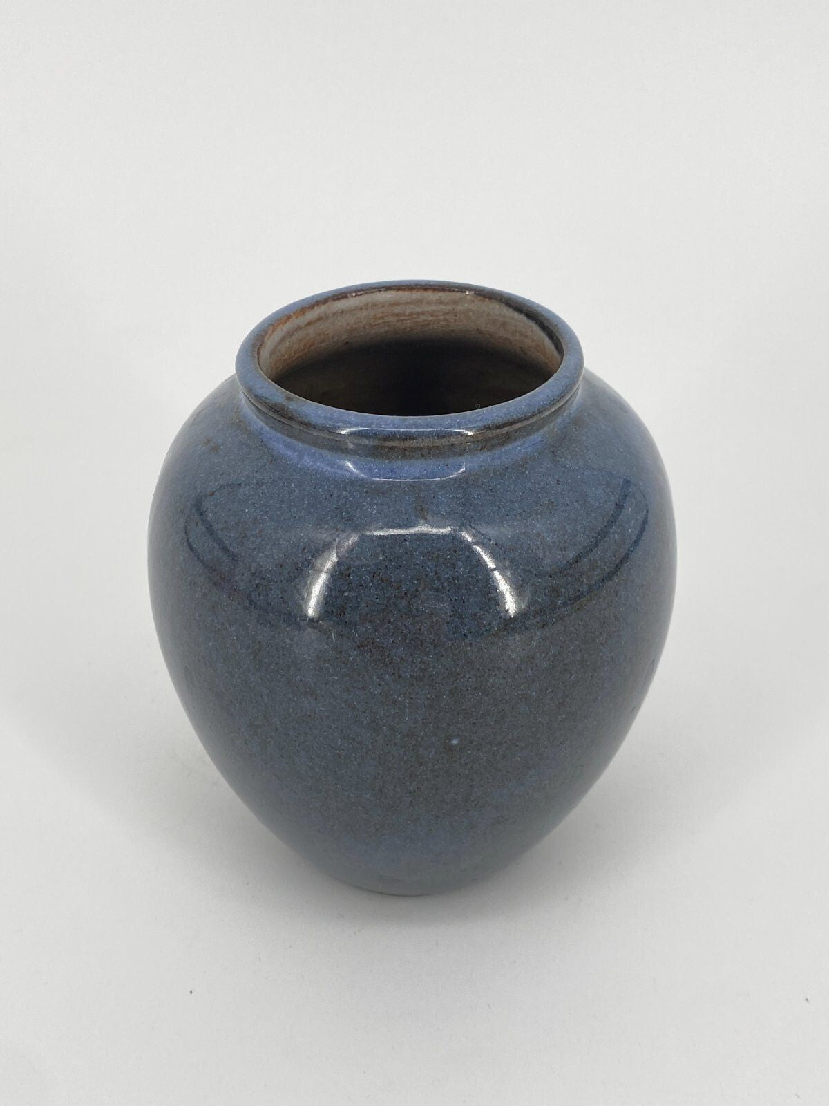 * KLEINE VASE STUDIOKERAMIK KERAMIK BLAU SIGNIERT VINTAGE GLASUR