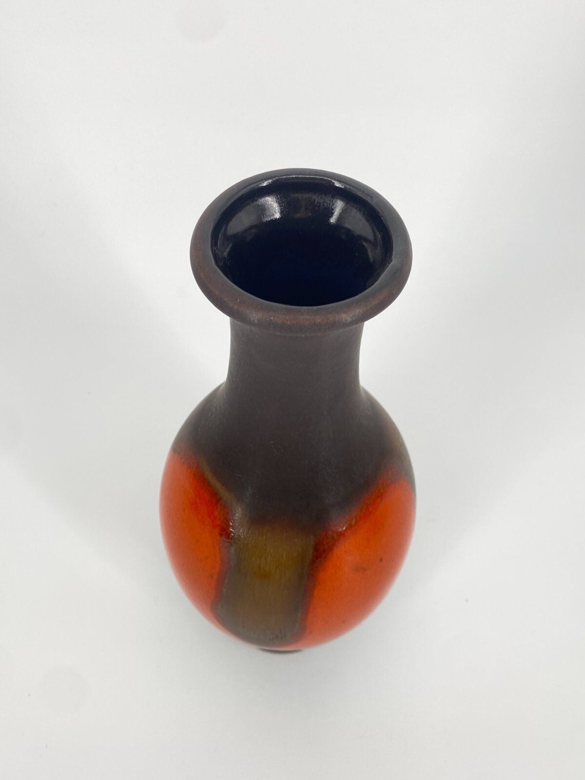 * JASBA STUDIOKERAMIK VASE W.-GERMANY ORANGE BRAUN 60ER 70ER