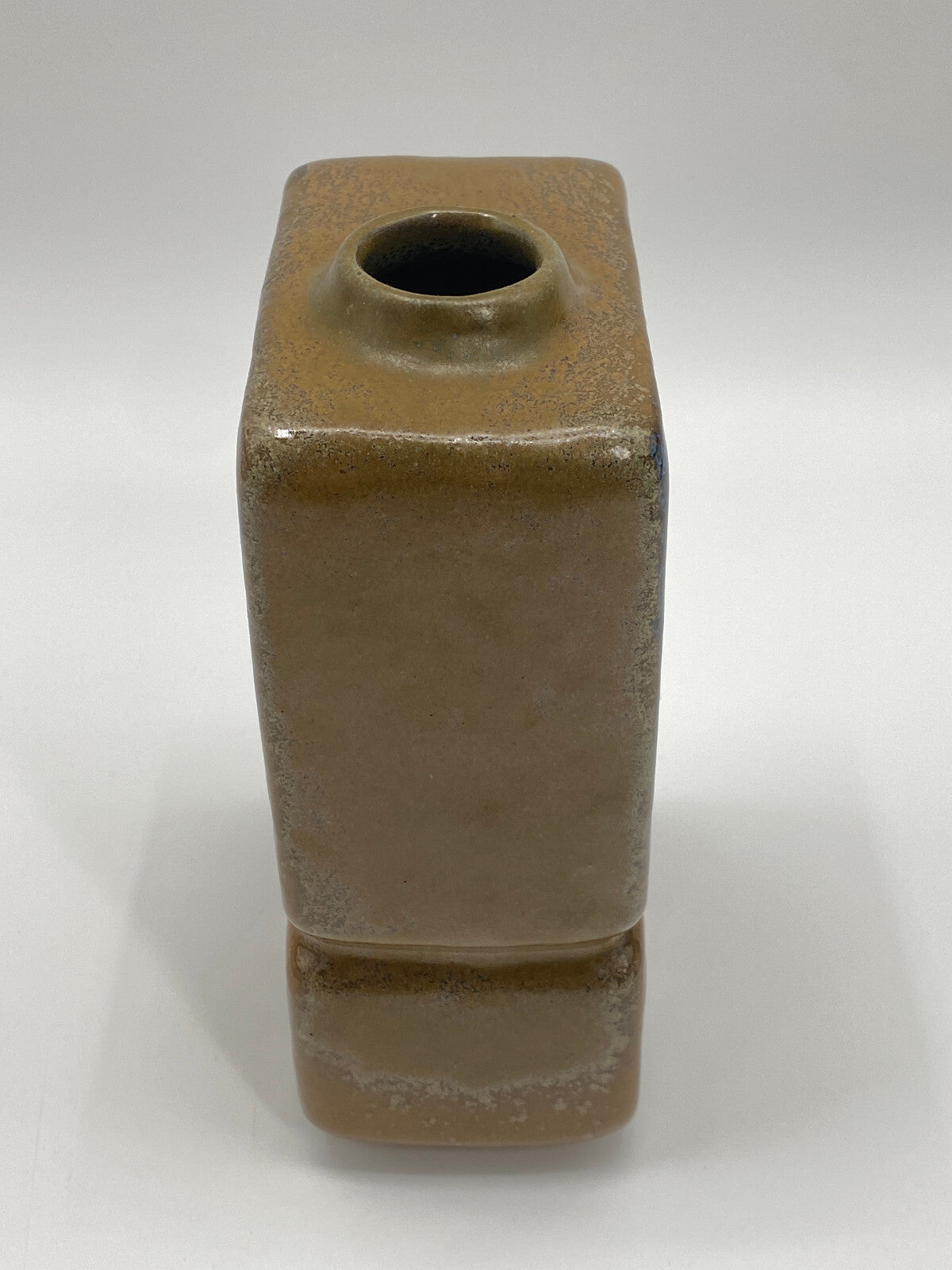 * VASE MID CENTURY DESIGN ECKIG GEOMETRISCH RELIEF GERMAN 70ER LAVA