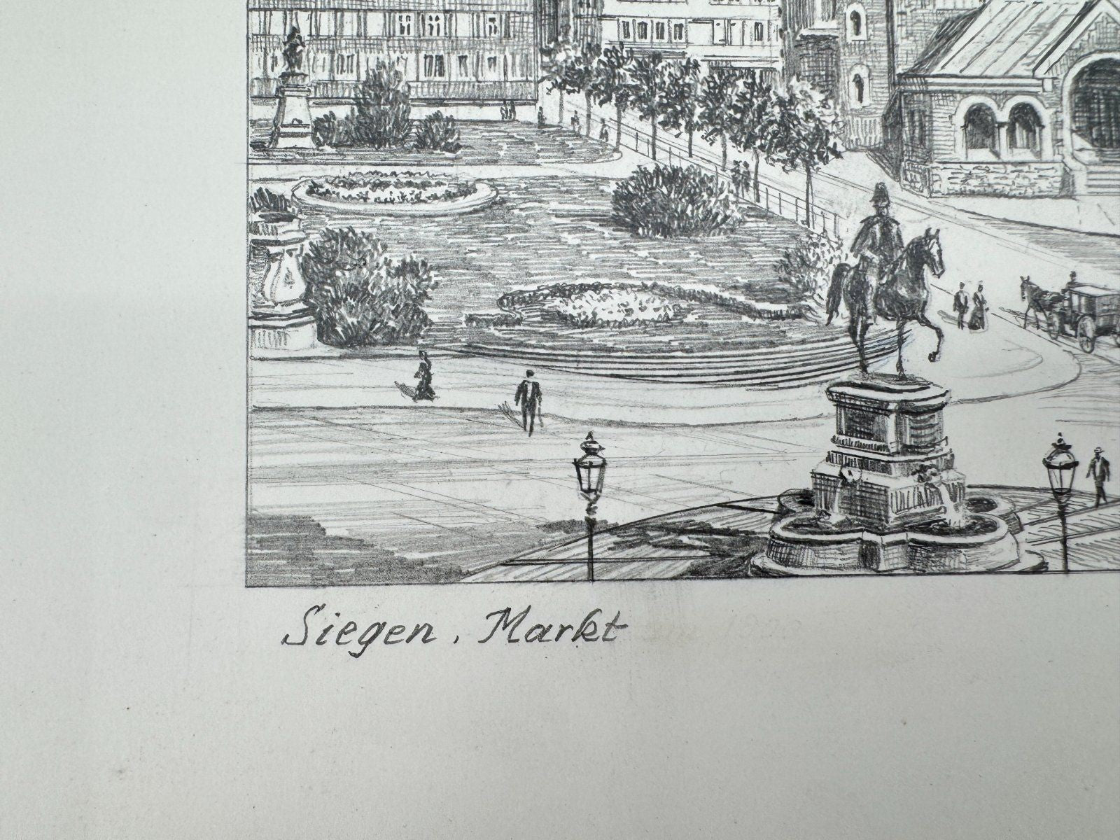 * HEINZ WEHLISCH ZEICHNUNG SIEGEN MARKT ANSICHT SIGNIERT