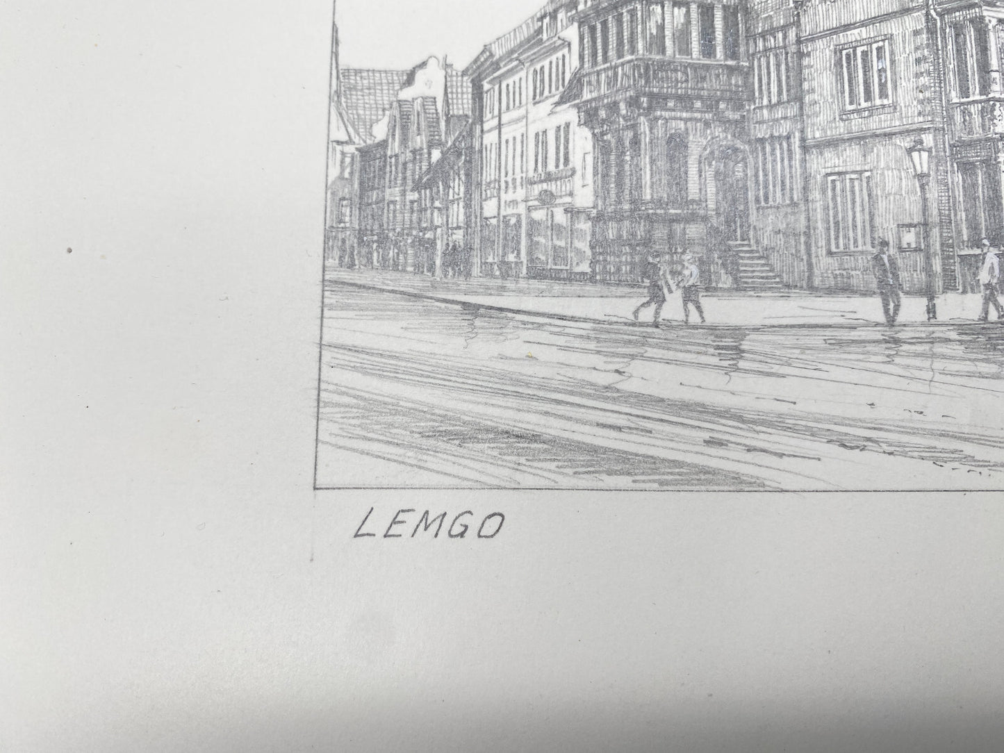 DEUTSCHER KÜNSTLER HEINZ WEHLISCH ZEICHNUNG LEMGO MARKTPLATZ HANDSIGNIERT