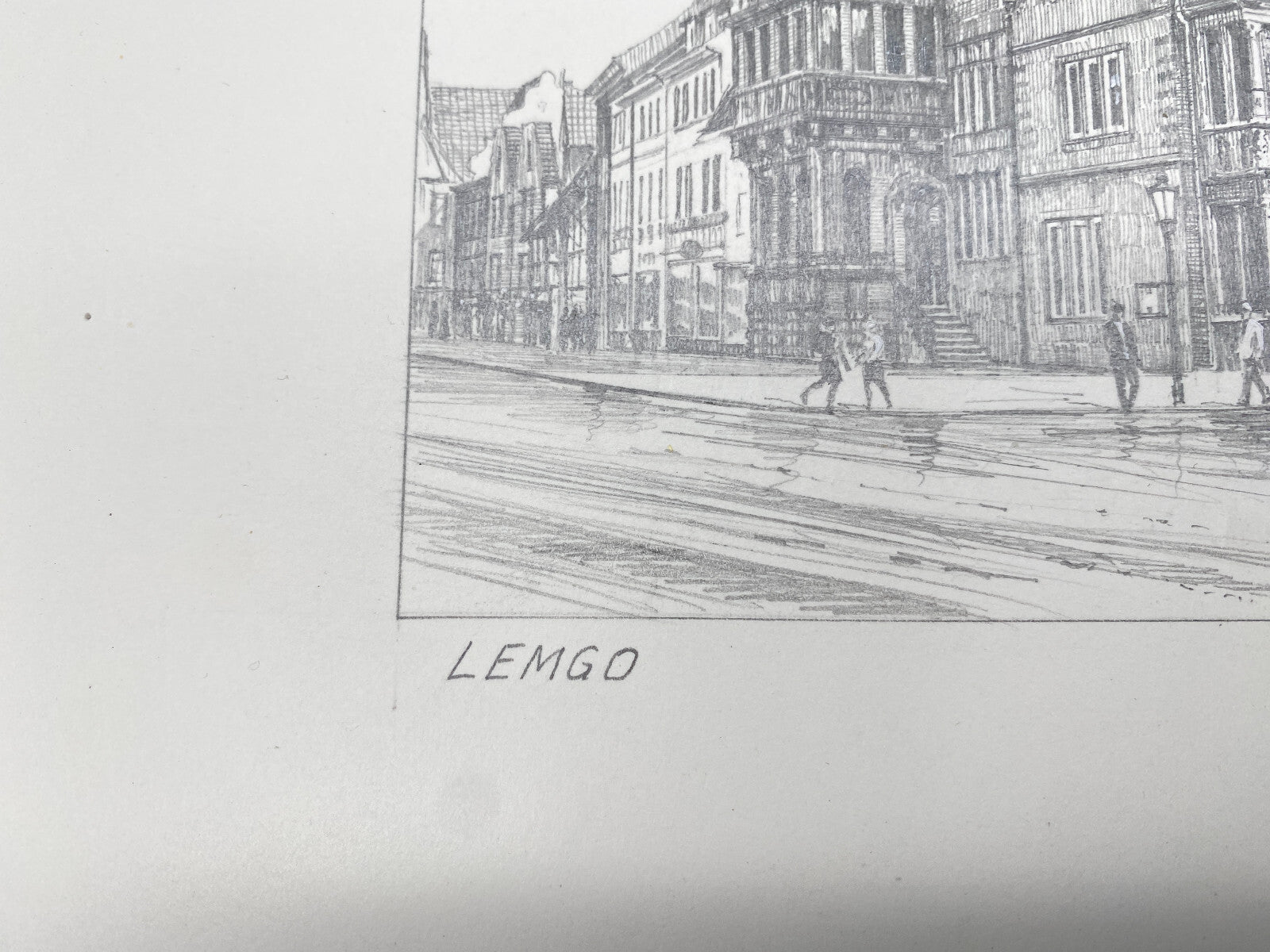 DEUTSCHER KÜNSTLER HEINZ WEHLISCH ZEICHNUNG LEMGO MARKTPLATZ HANDSIGNIERT