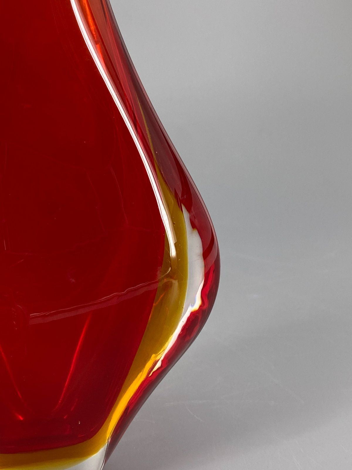 * SOMMERSO GLAS VASE ROT ORANGE MURANO GLAS ITALIEN MID CENTURY