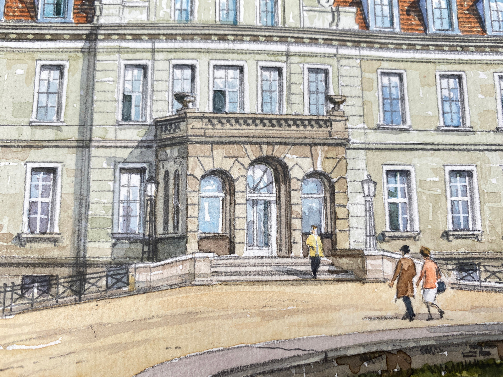DEUTSCHER KÜNSTLER HEINZ WEHLISCH AQUARELLIERTE ZEICHNUNG SCHLOSS RIBBECK NAUEN