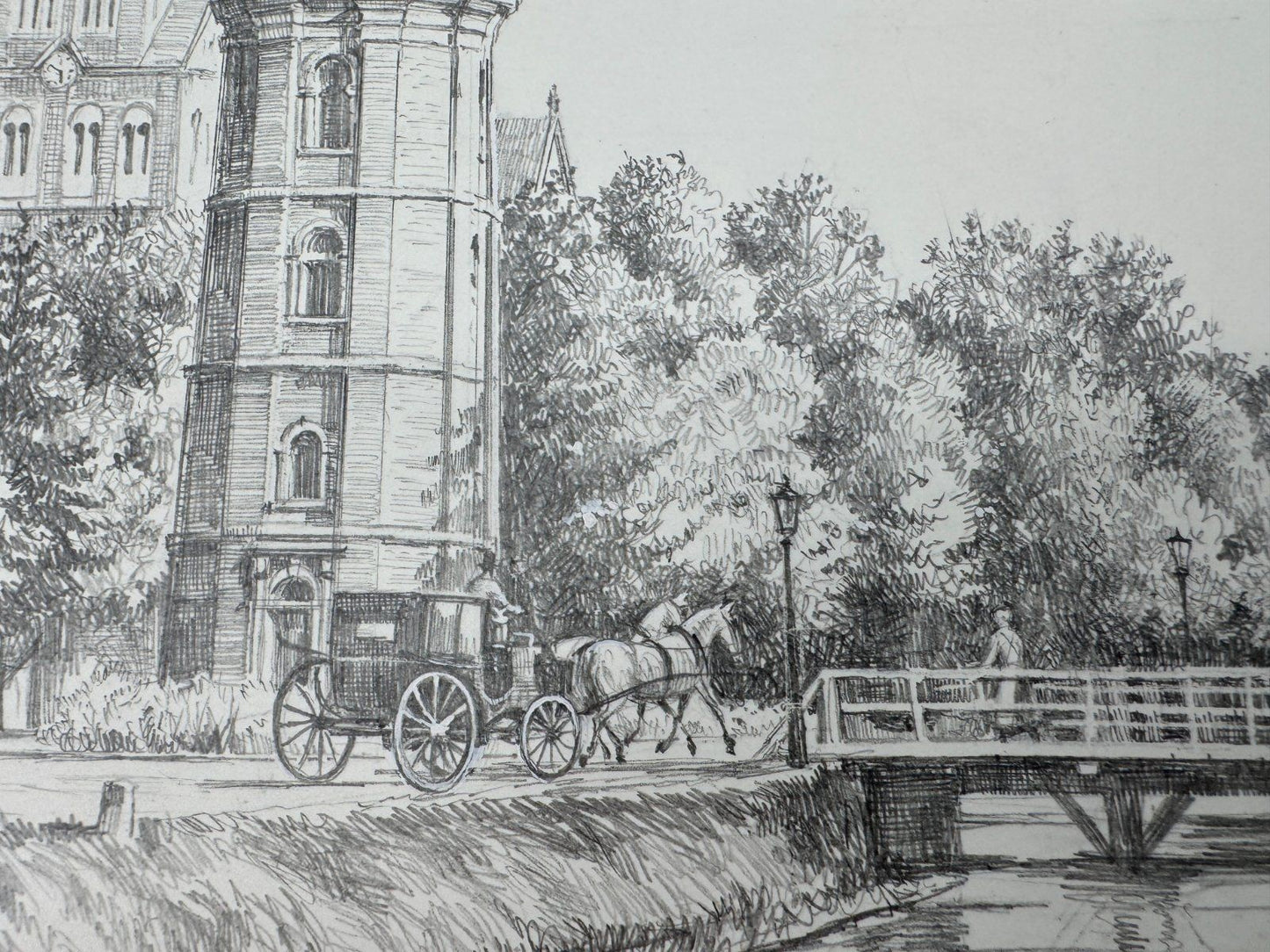 * HEINZ WEHLISCH ZEICHNUNG PAPENBURG ANSICHT SIGNIERT