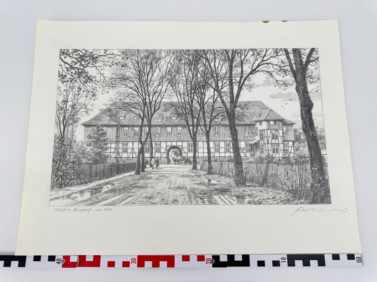 * HEINZ WEHLISCH ZEICHNUNG SCHLOß IN BURGDORF UM 1906 ANSICHT SIGNIERT
