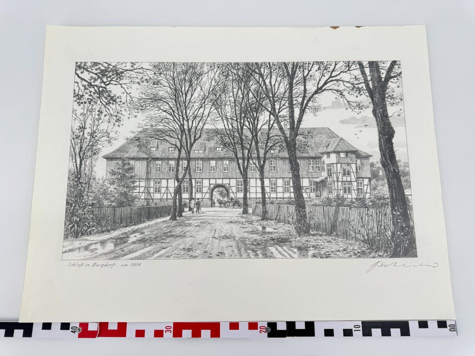 * HEINZ WEHLISCH ZEICHNUNG SCHLOß IN BURGDORF UM 1906 ANSICHT SIGNIERT