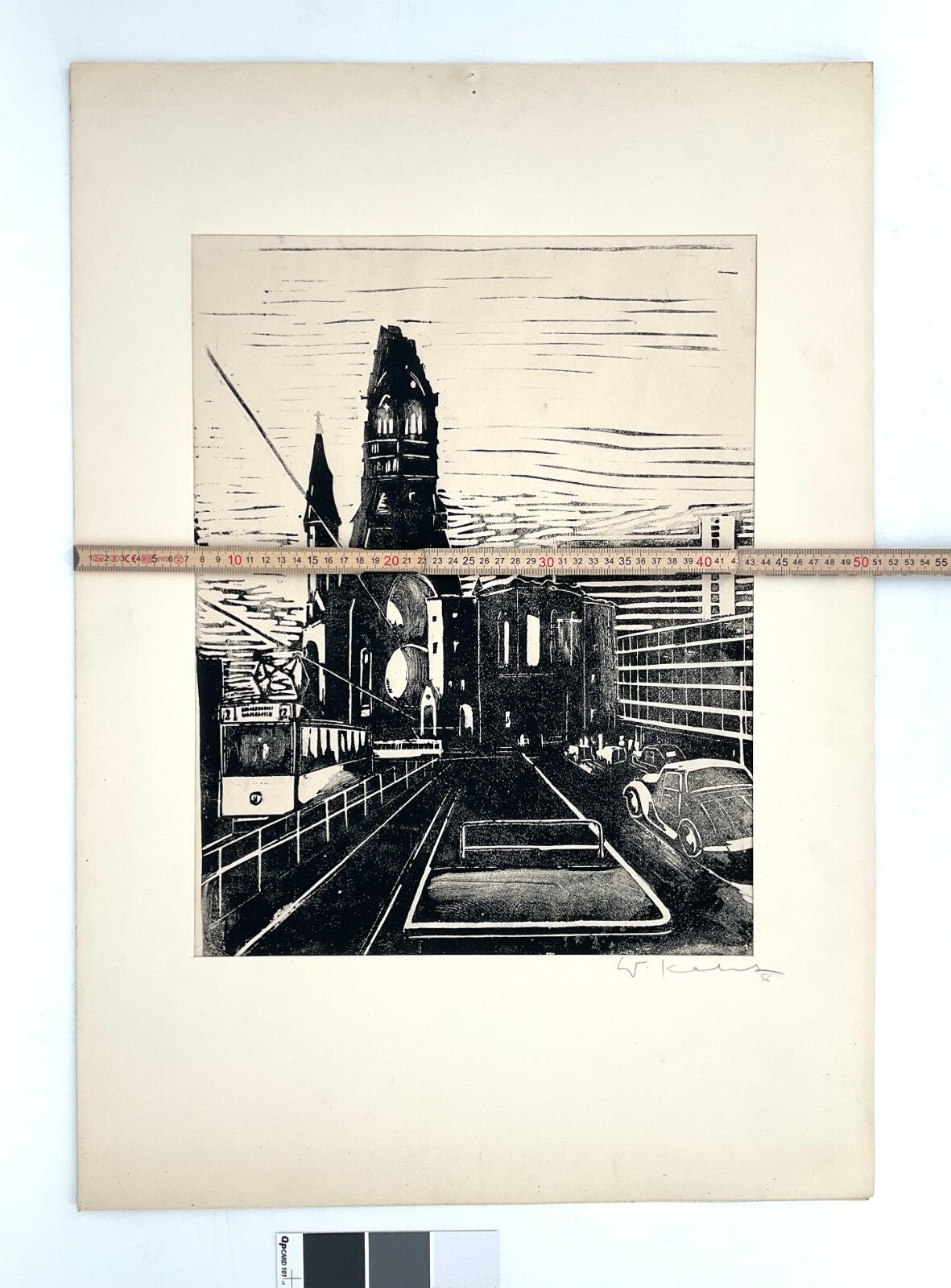 *LINOLSCHNITT WALTER KALOT BERLIN BREITSCHEIDPLATZ ZOO 1956 ORIGINAL EXPRESSIONI