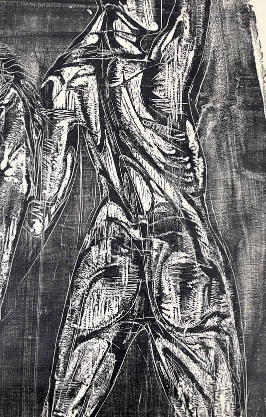 *GRAFIK HOLZSCHNITT OLYMPIA PFERD AKT ERNST WOLFHAGEN 1959 XXL