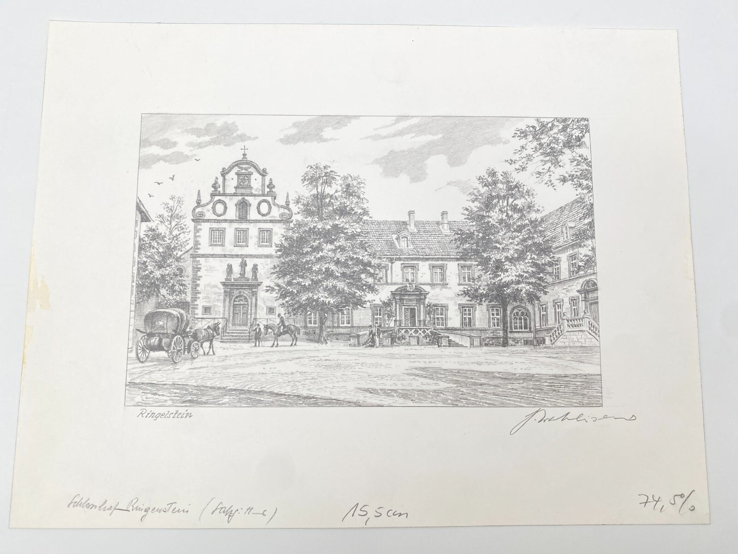 HEINZ WEHLISCH ZEICHNUNG RINGELSTEIN SCHLOSS UM 1900 HANDSIGNIERT