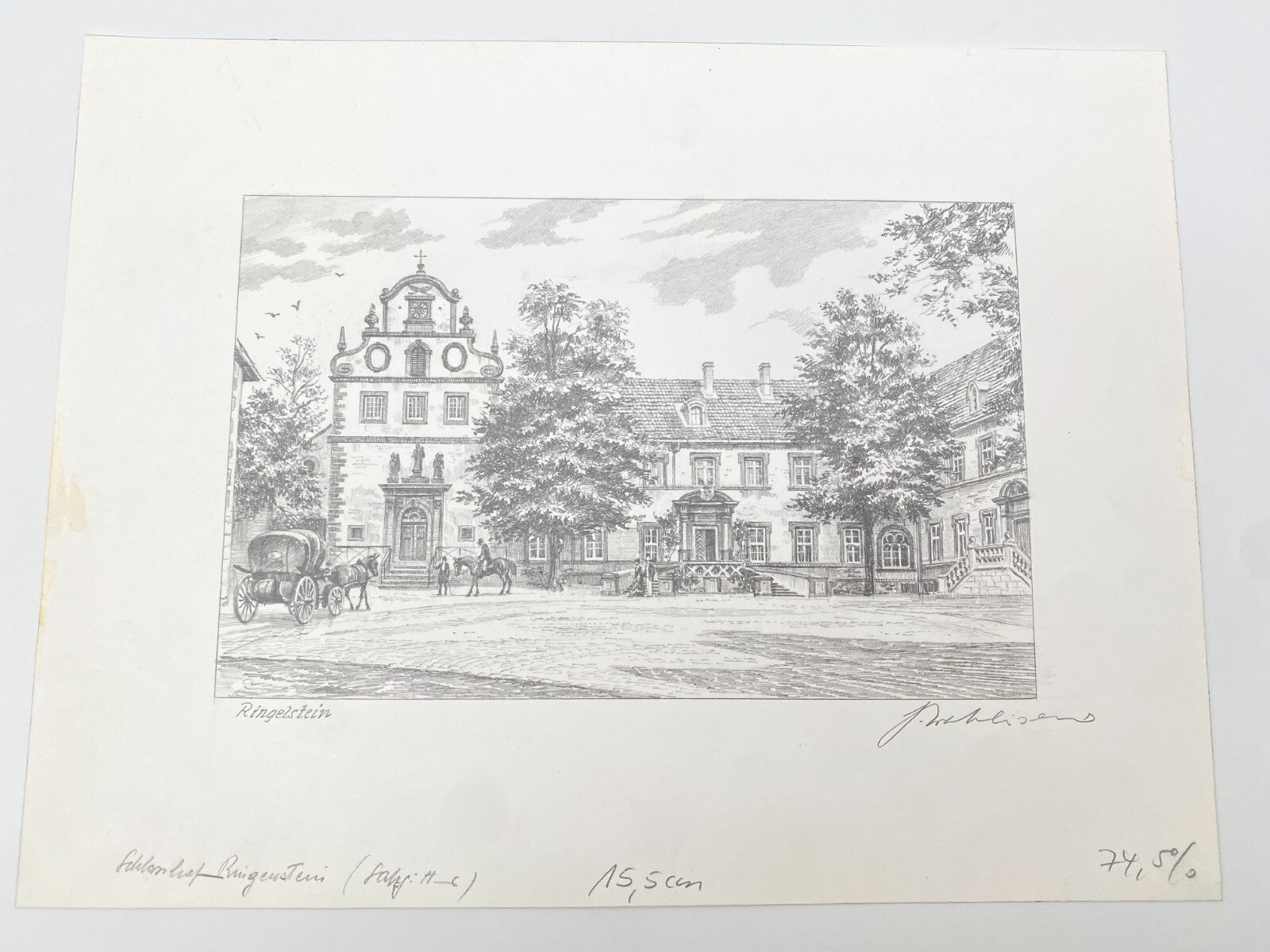 HEINZ WEHLISCH ZEICHNUNG RINGELSTEIN SCHLOSS UM 1900 HANDSIGNIERT