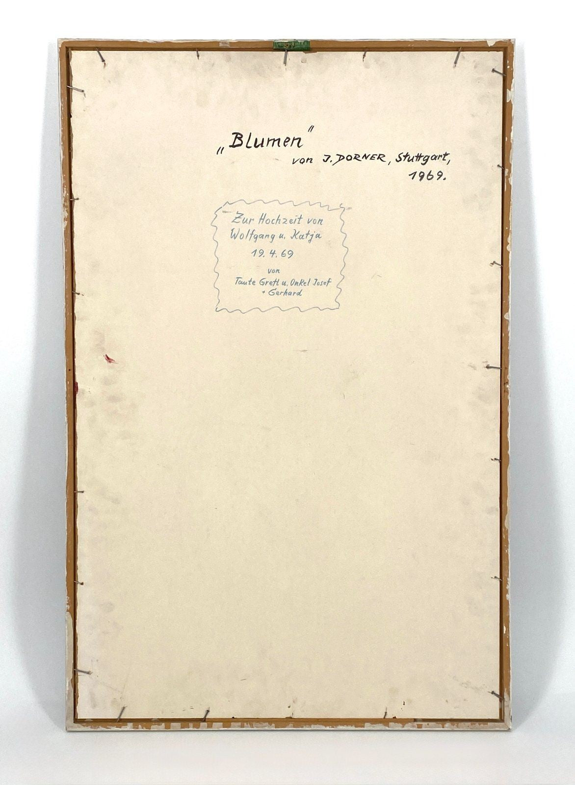 *ÖLGEMÄLDE JOSEF DORNER BLUMEN MALVEN BLÜTEN 1969 STUTTGART SIGN