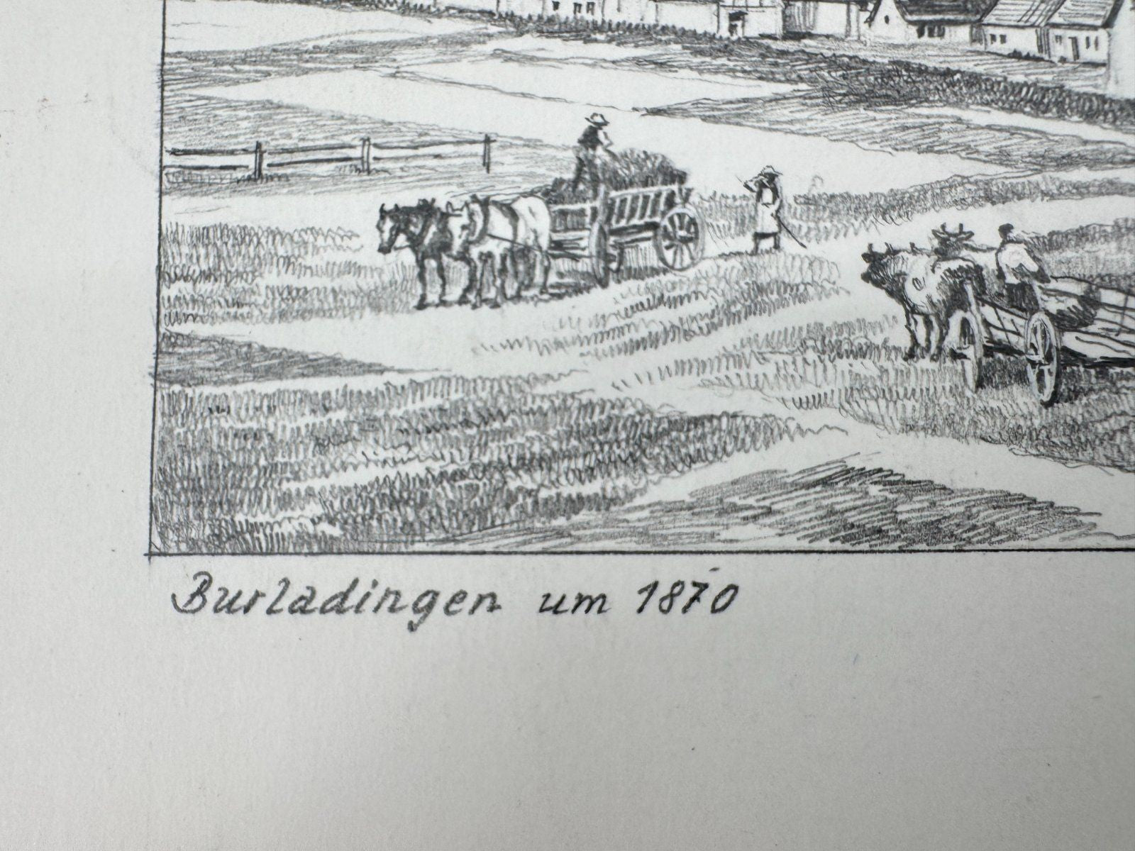 * HEINZ WEHLISCH ZEICHNUNG BURLADINGEN UM 1870 SIGNIERT