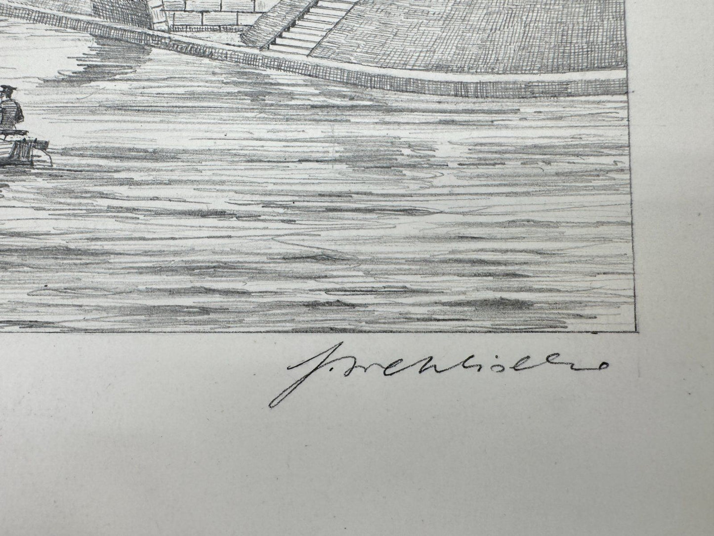 * HEINZ WEHLISCH ZEICHNUNG LUDWIGSHAFEN UM 1865 ANSICHT SIGNIERT