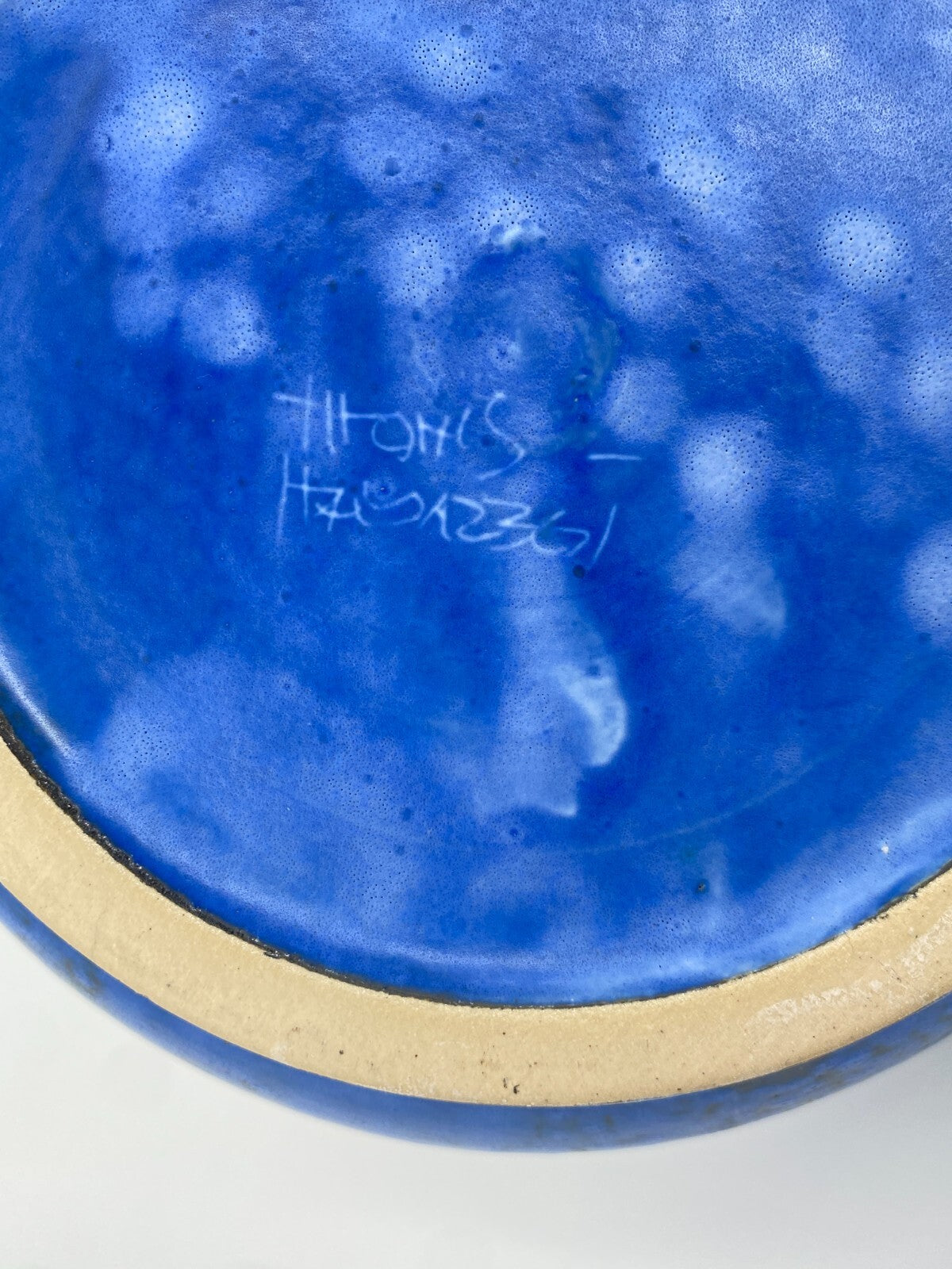 * THOMS HANDARBEIT STUDIO KERAMIK VASE BLAU AMPHORE SONNE MOND 60ER VINTAGE