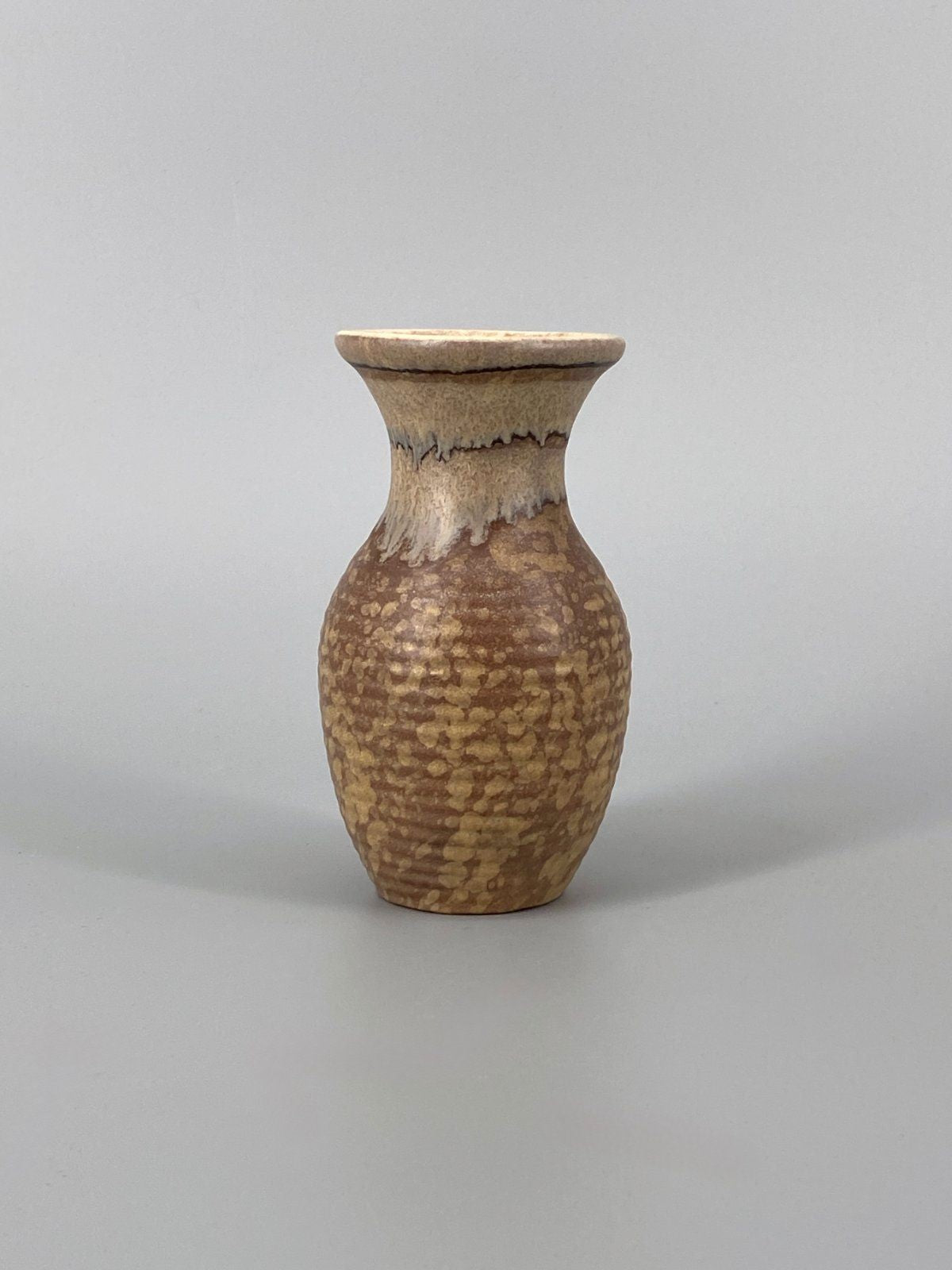 * KLEINE VASE FAT LAVA KERAMIK CREME BRAUN MID CENTURY 70er