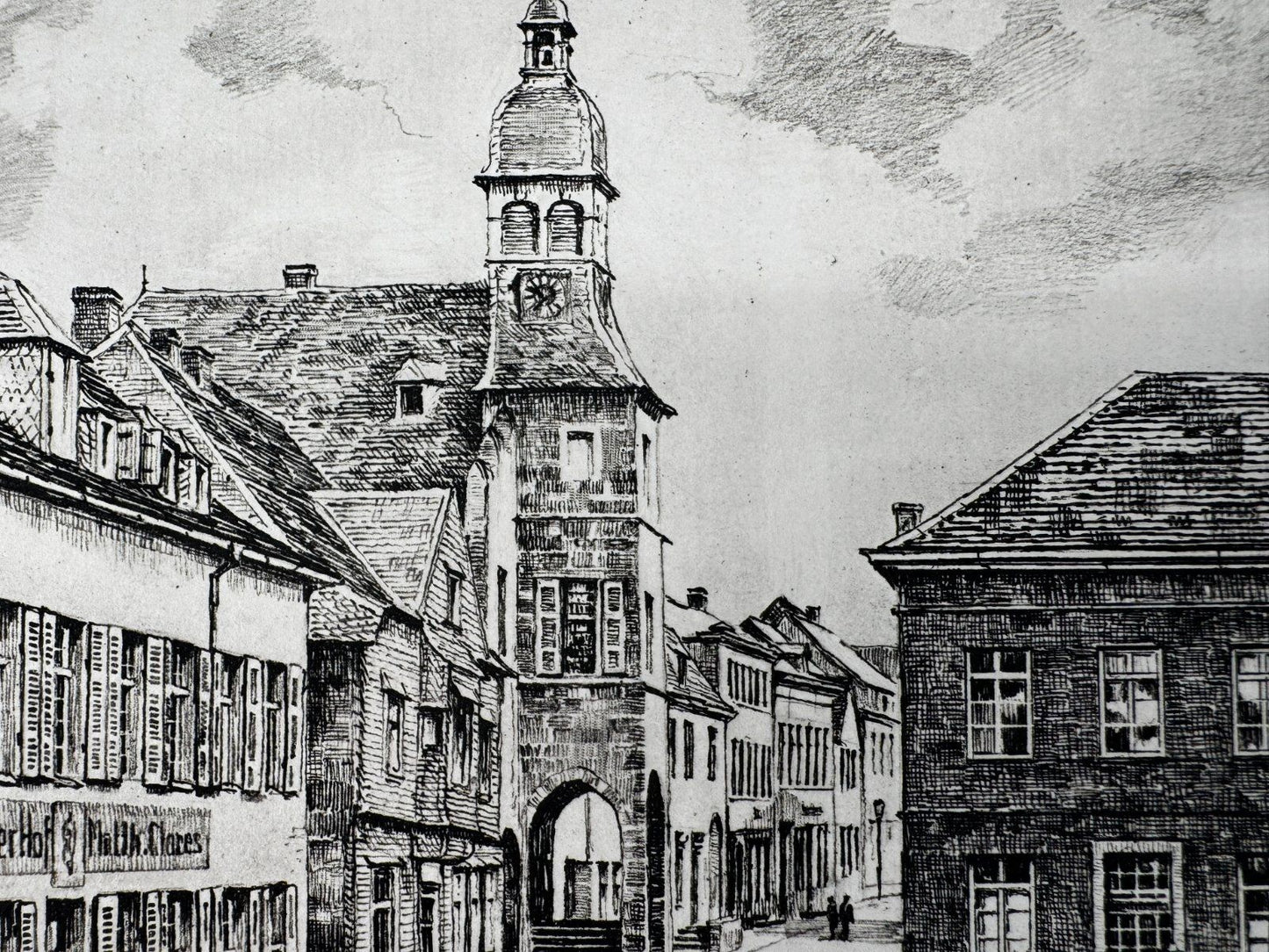 * HEINZ WEHLISCH ORIGINAL RADIERUNG ZÜLPICH UM 1890 ANSICHT