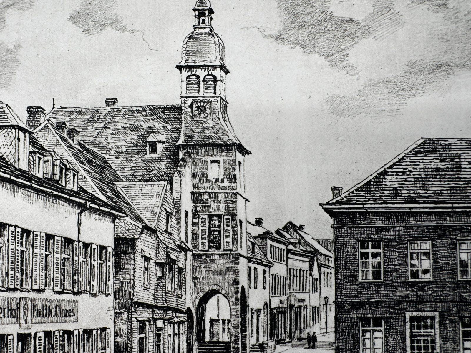 * HEINZ WEHLISCH ORIGINAL RADIERUNG ZÜLPICH UM 1890 ANSICHT