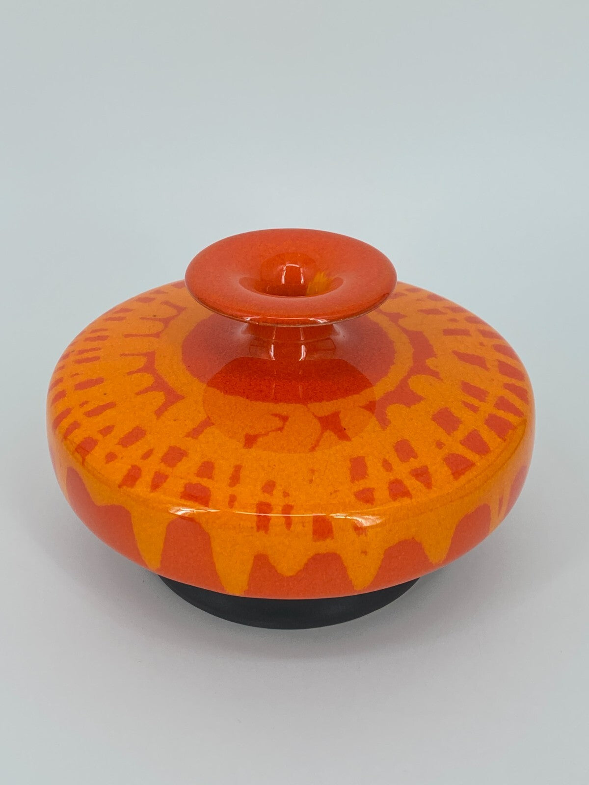 * HUTSCHENREUTHER STUDIOKERAMIK VASE 70ER VINTAGE POP ART ORANGE 10x15,5CM