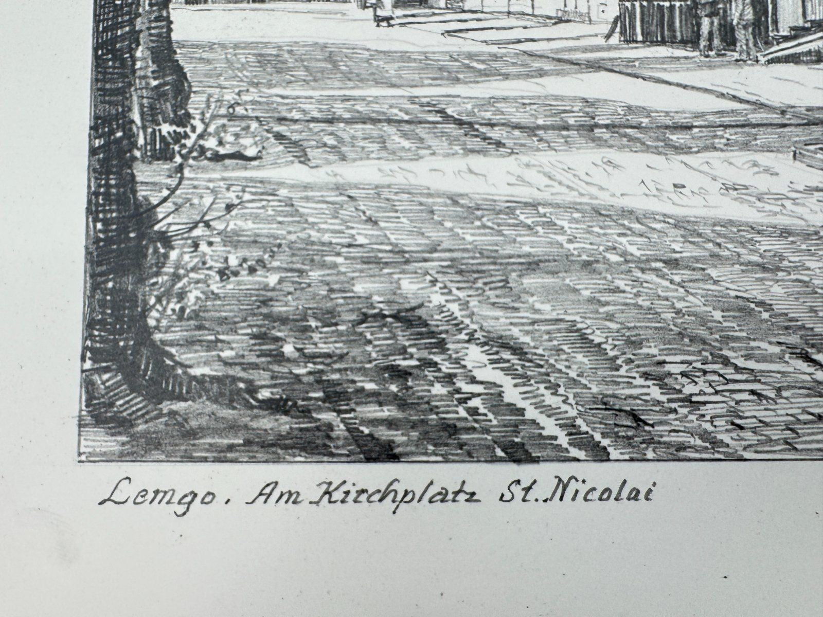 * HEINZ WEHLISCH ZEICHNUNG LEMGO AM KIRCHPLATZ ST NICOLAI ANSICHT