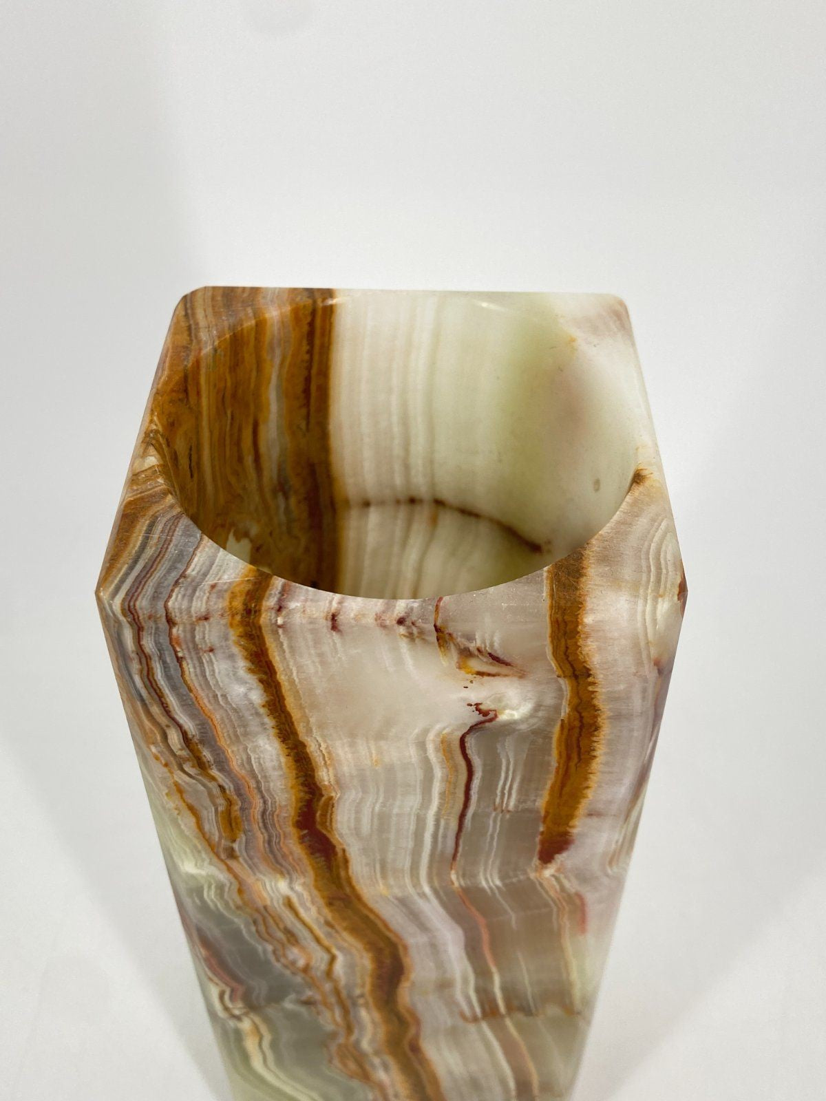 * BLOCKVASE ONYX MARMOR VASE QUADRATISCH STEIN VINTAGE 70ER