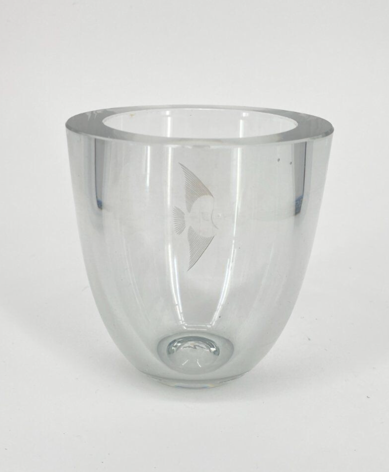* VASE GLAS SCHWEDEN VINTAGE  KRISTALLGLAS FISCH DESIGN VINTAGE