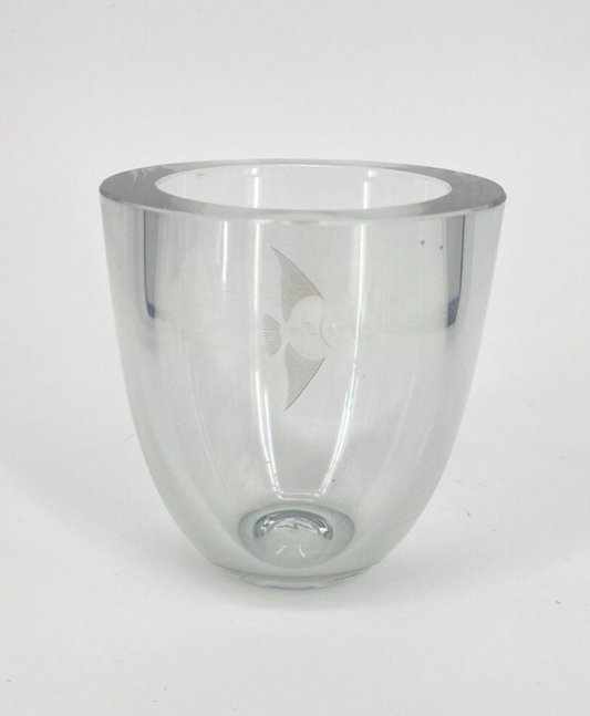 * VASE GLAS SCHWEDEN VINTAGE  KRISTALLGLAS FISCH DESIGN VINTAGE