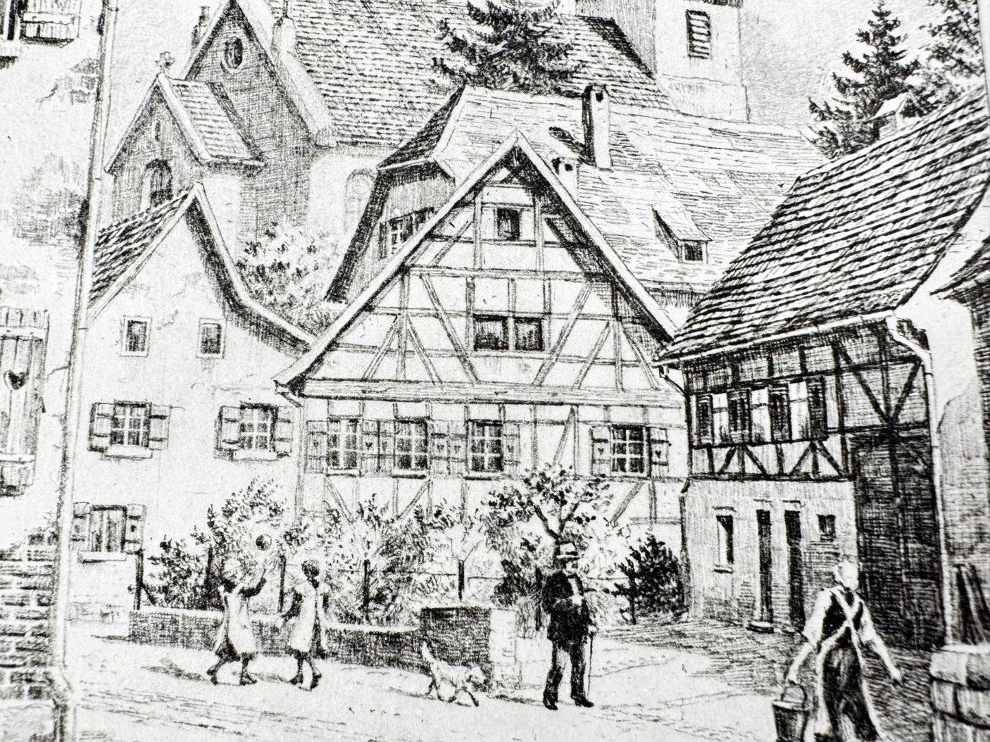 * HEINZ WEHLISCH ORIGINAL RADIERUNG ONSTMETTINGEN EVANGELISCHE KIRCHE 1910 ANSIC