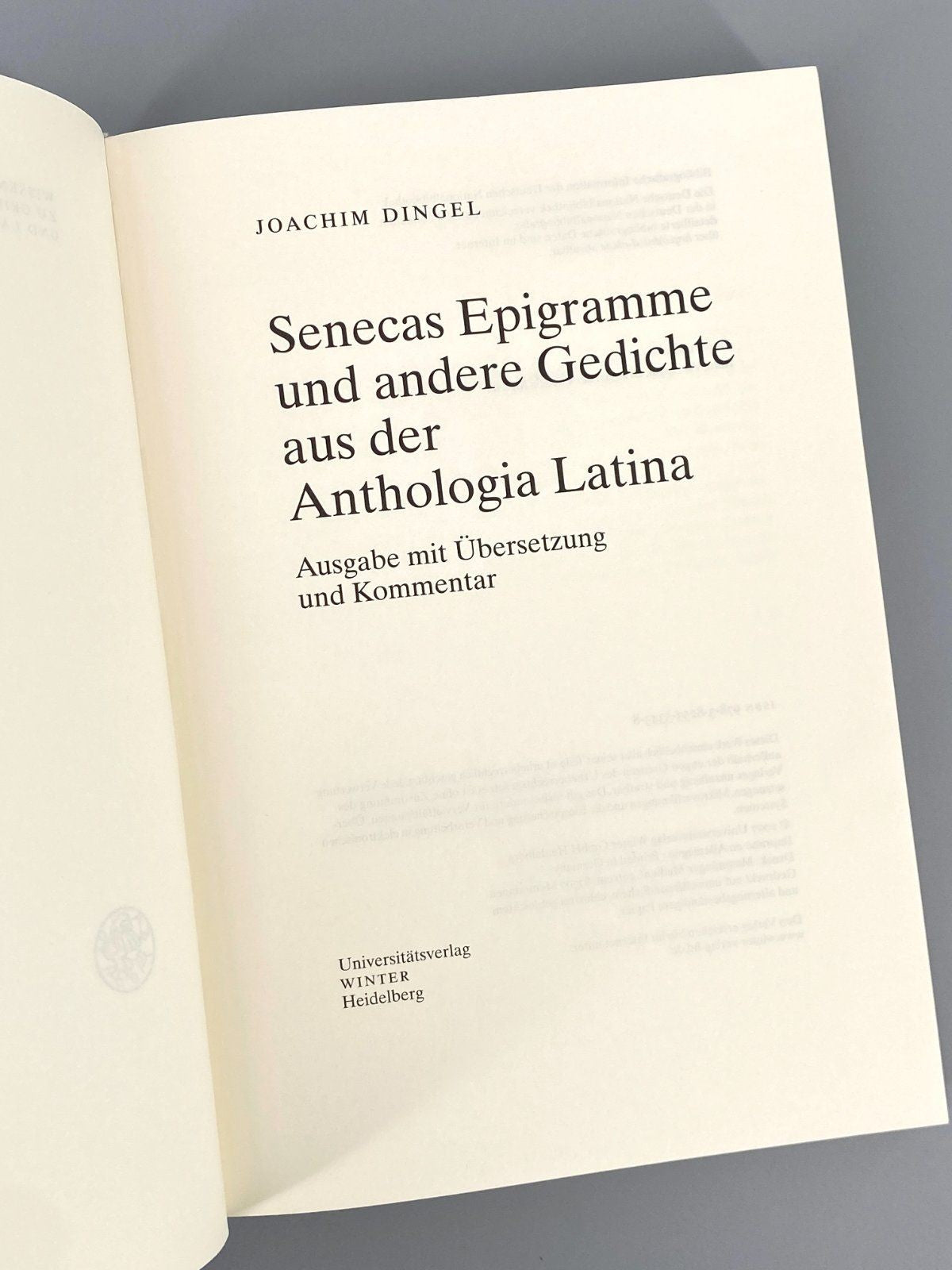*2x BUCH SENECA OEDIPUS EPIGRAMME UND ANDERE GEDICHTE ANTHOLOGIA