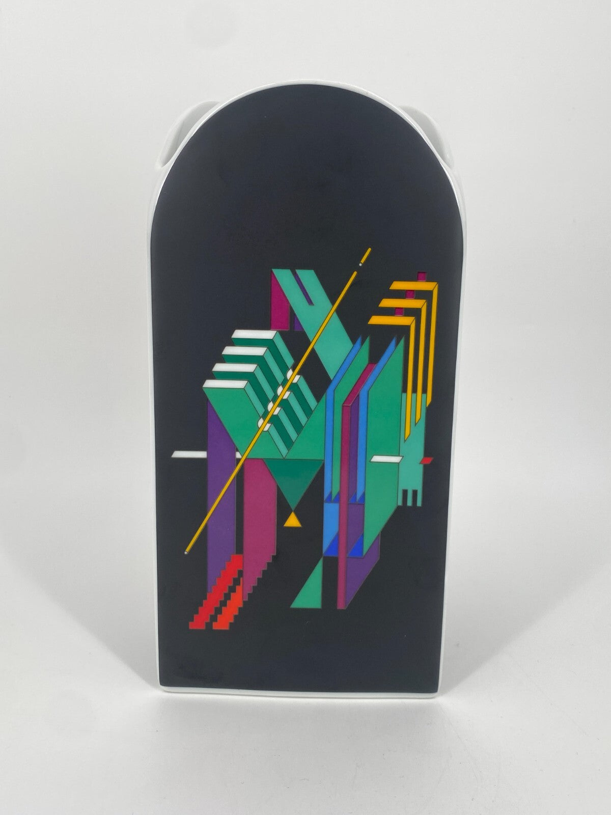 * ROSENTHAL PORZELLAN VASE DREIECKIG MARCELLO MORANDINI ALPHABET M&E 28CM