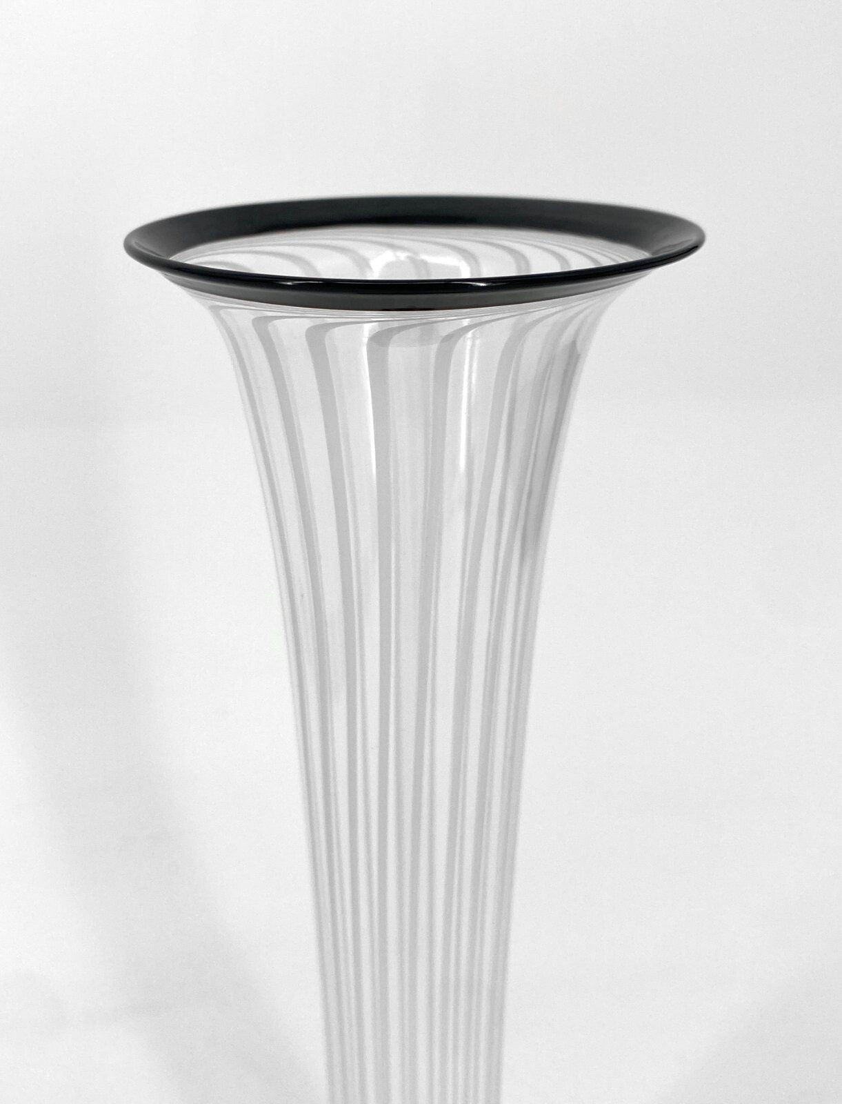 * VASE MURANO GLAS SCHWARZ WEIß VINTAGE MID CENTURY 50ER 60ER