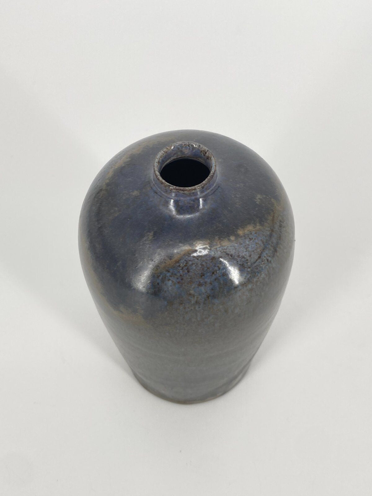 * STUDIOKERAMIK VASE GRAU BLAU BRAUN METALLIC "R" 16,5CM