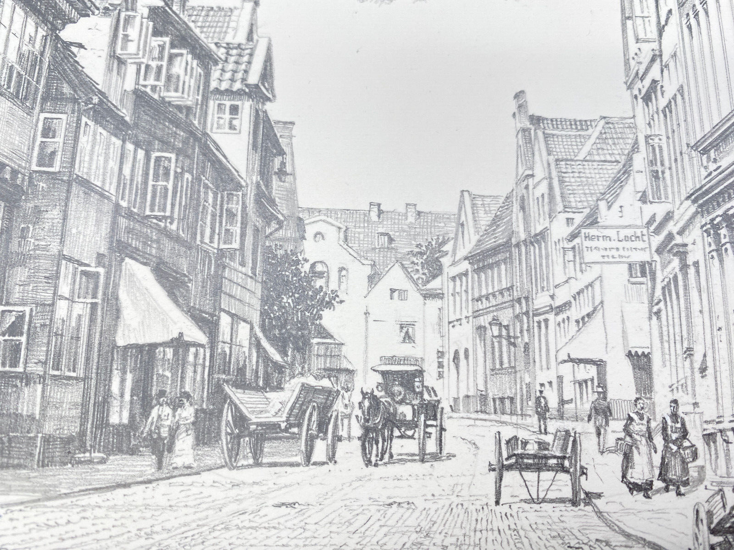 HEINZ WEHLISCH DEUTSCHER KÜNSTLER ZEICHNUNG ITZEHOE UM 1890  HANDSIGNIERT