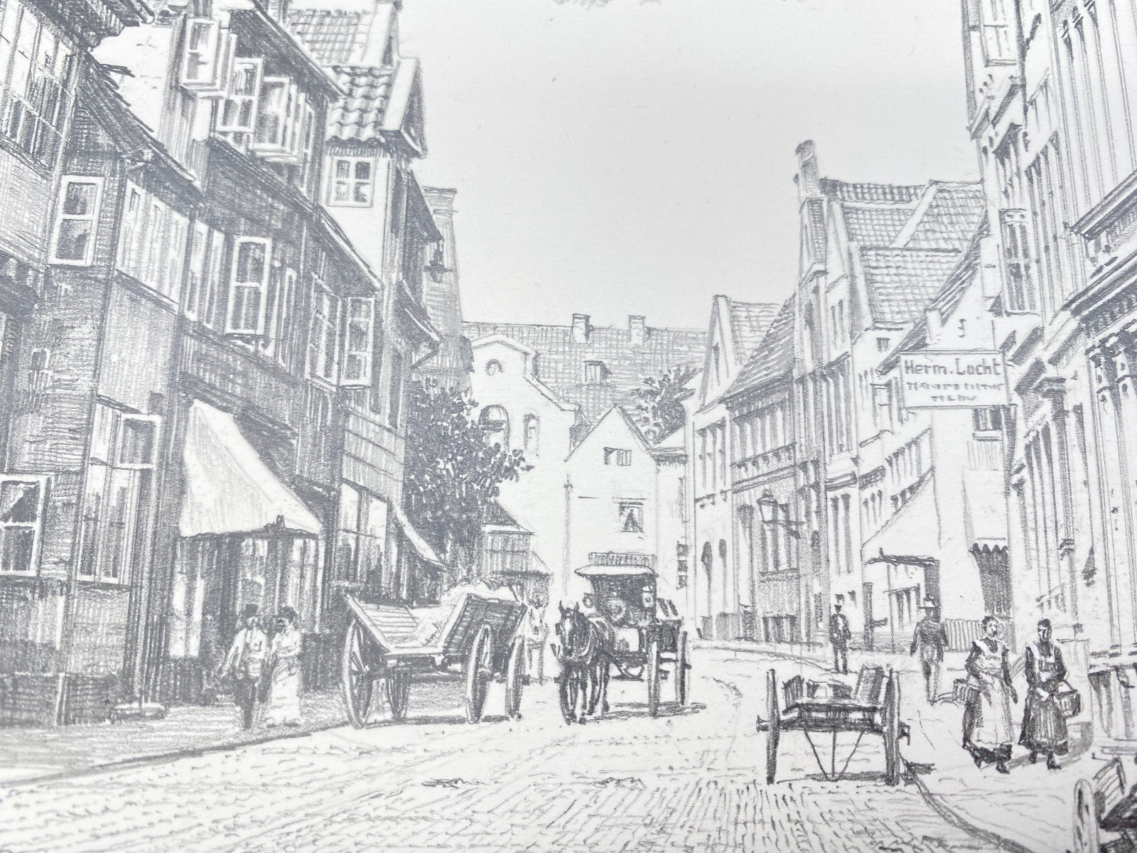 HEINZ WEHLISCH DEUTSCHER KÜNSTLER ZEICHNUNG ITZEHOE UM 1890  HANDSIGNIERT